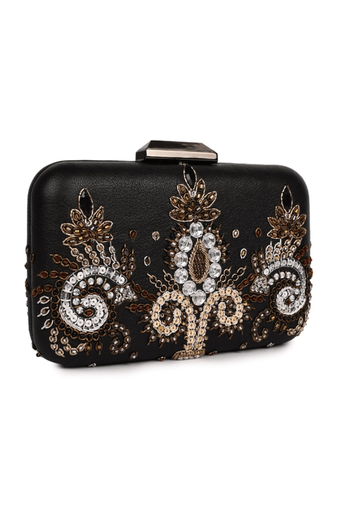 JASBIR GILL Zardozi Embroidered Leather Clutch