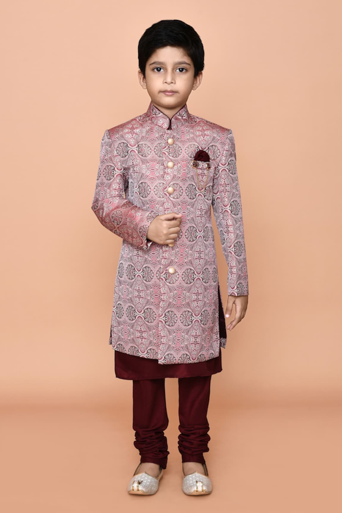 Banana Bee Bloom Woven Sherwani Set