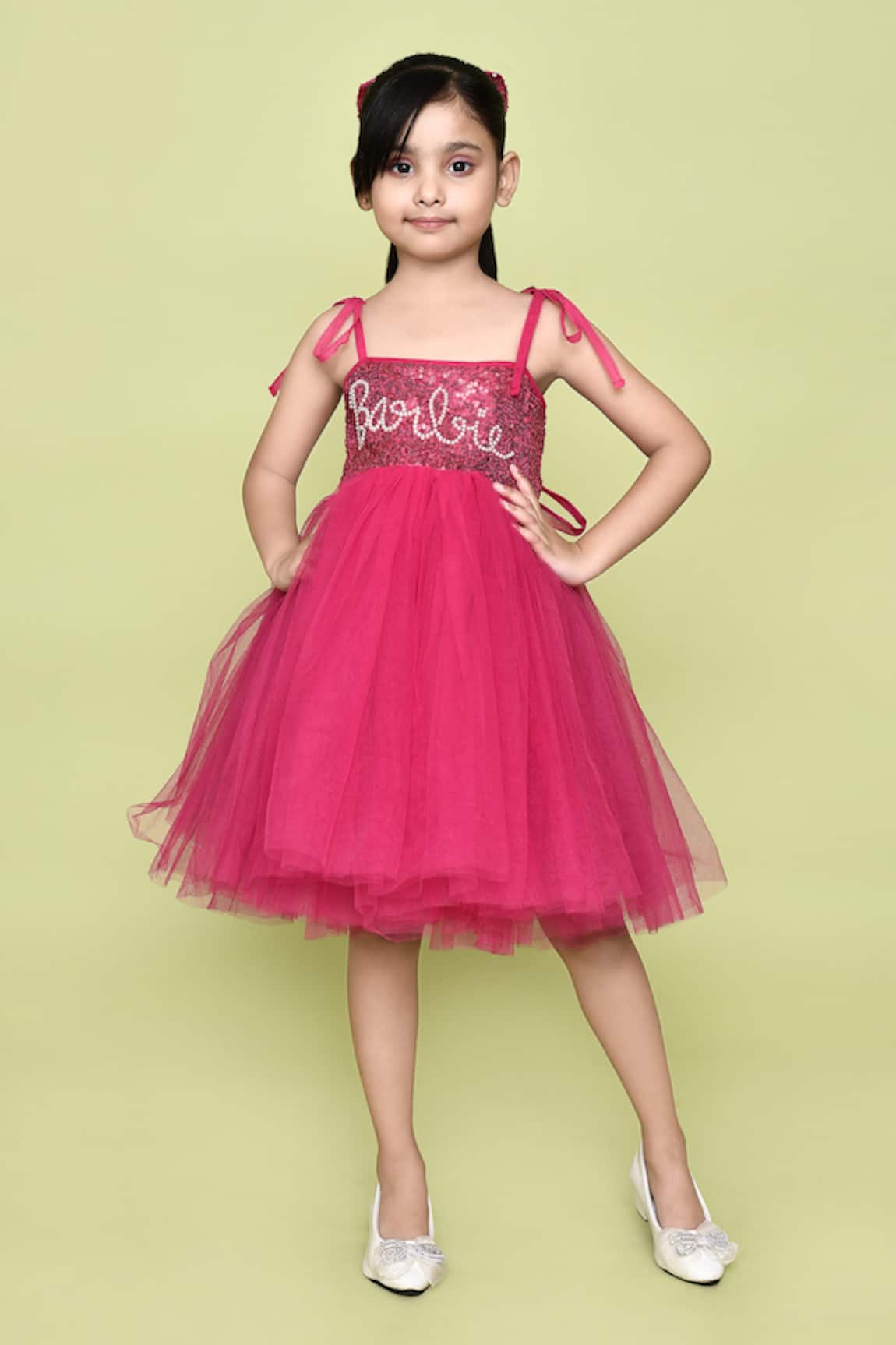 Petite Pomme Pink Sequined Barbie Dress 