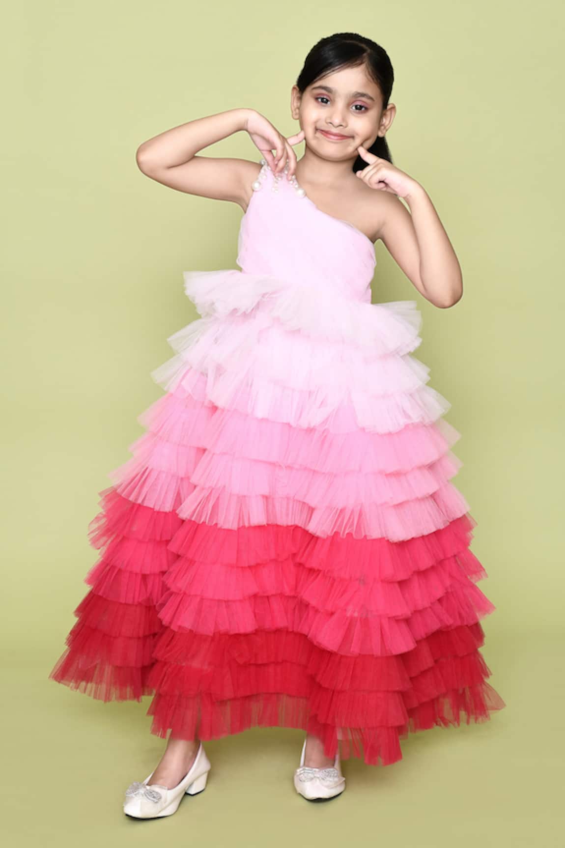Samyukta Singhania Tiered Ruffle One Shoulder Gown 