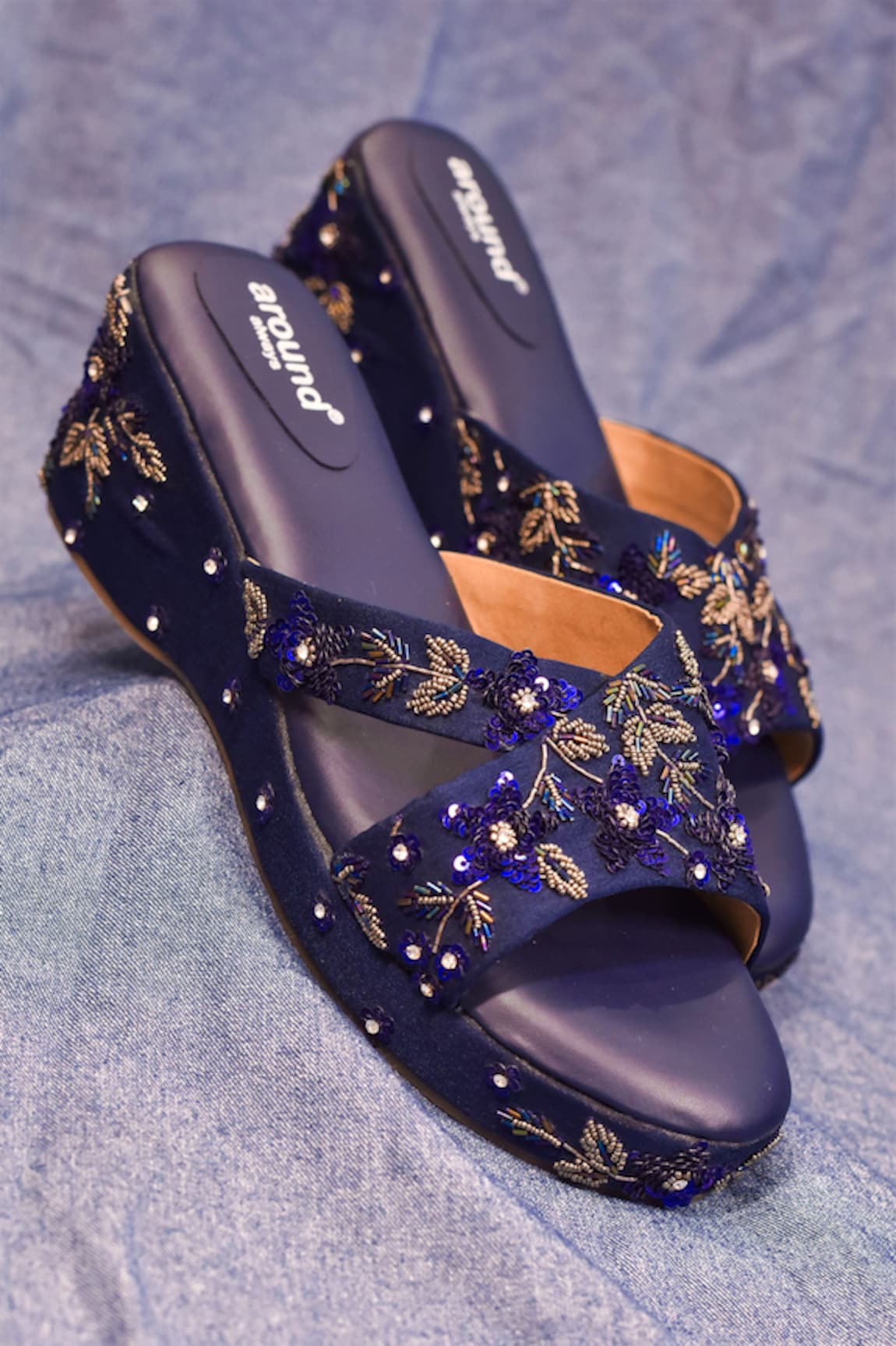 AROUND ALWAYS Floral Embroidered Wedges