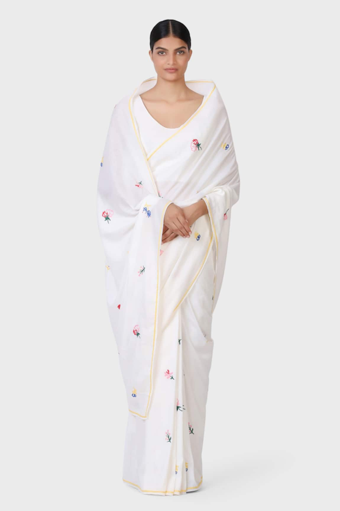 LAITE Lake Garden Blossom Embroidered Saree