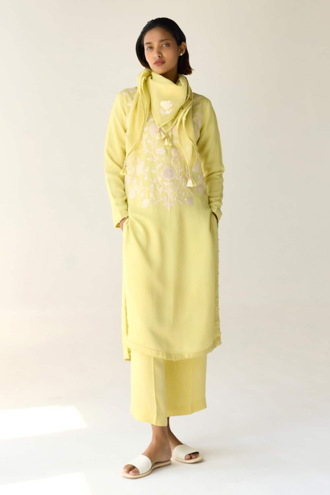 Shyam Narayan Prasad Floral Hand Embroidered Kurta Set