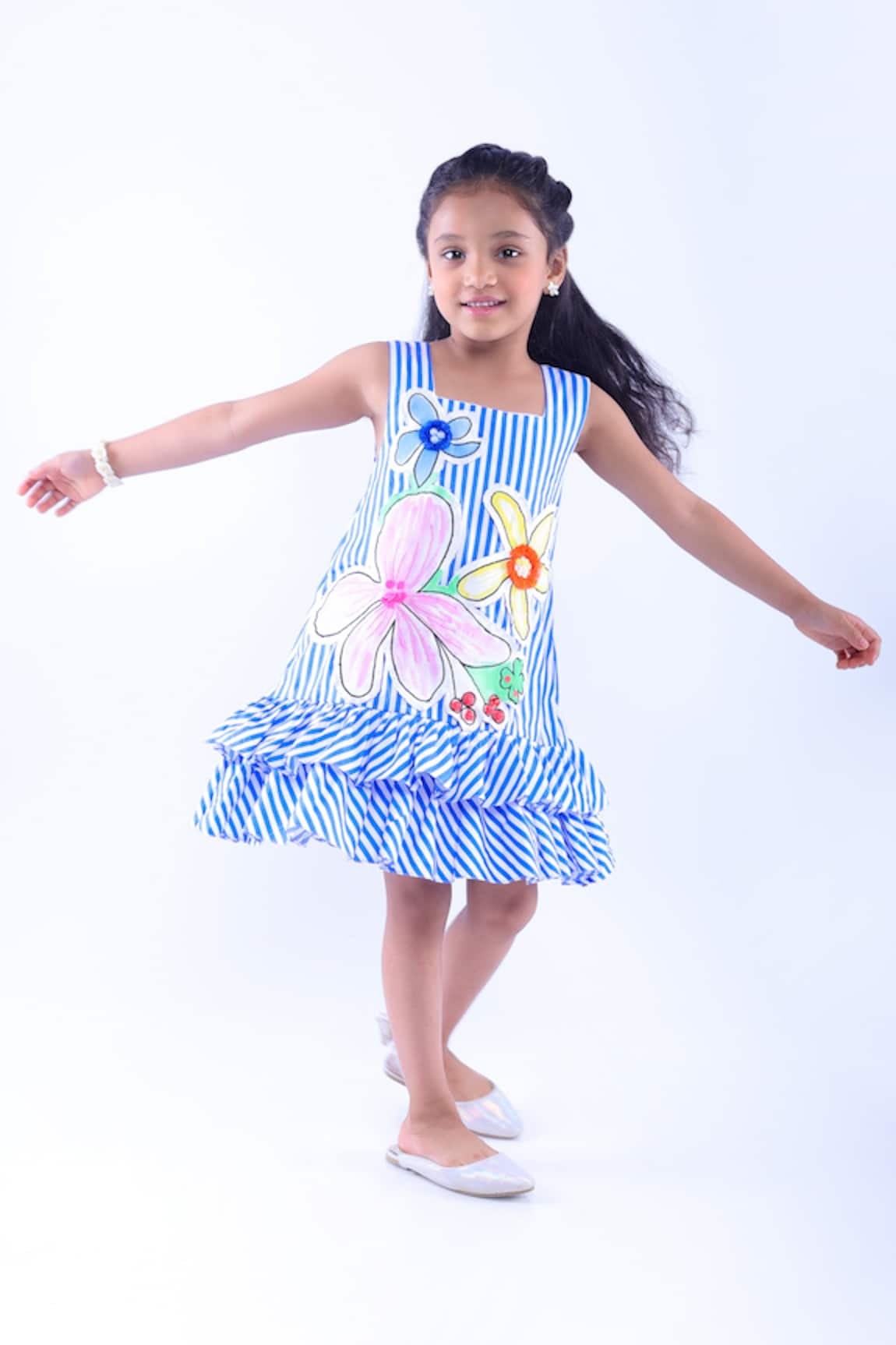 LA DEE DA Stripe Pattern Frill Dress