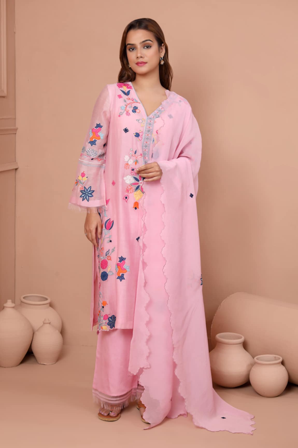 Shetab Kazmi Patchwork Floral Kurta Culottes Set