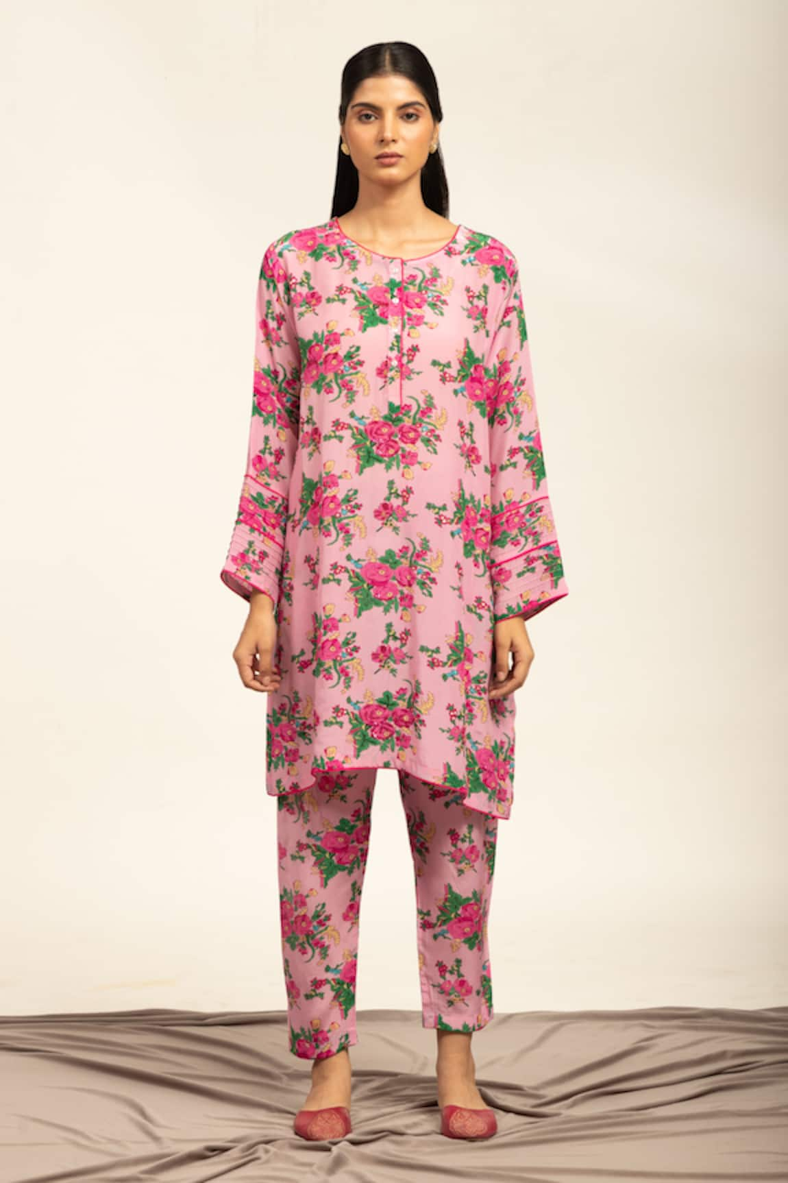 Shetab Kazmi Botanic Print Embellished Kurta With Salwar