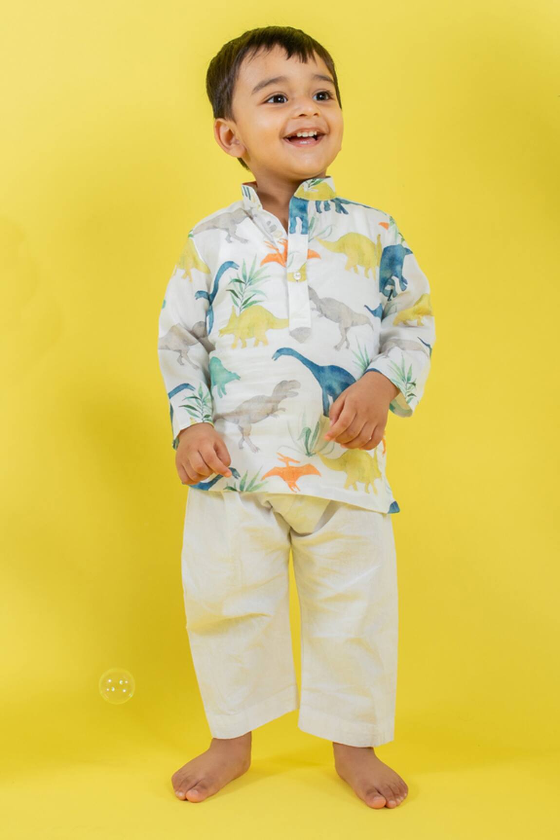 Mr Brat Dinosaur Print Kurta Set