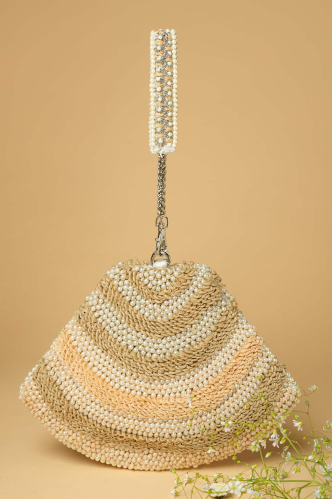 Clutch'D Color Block Pearl Embellished Bag