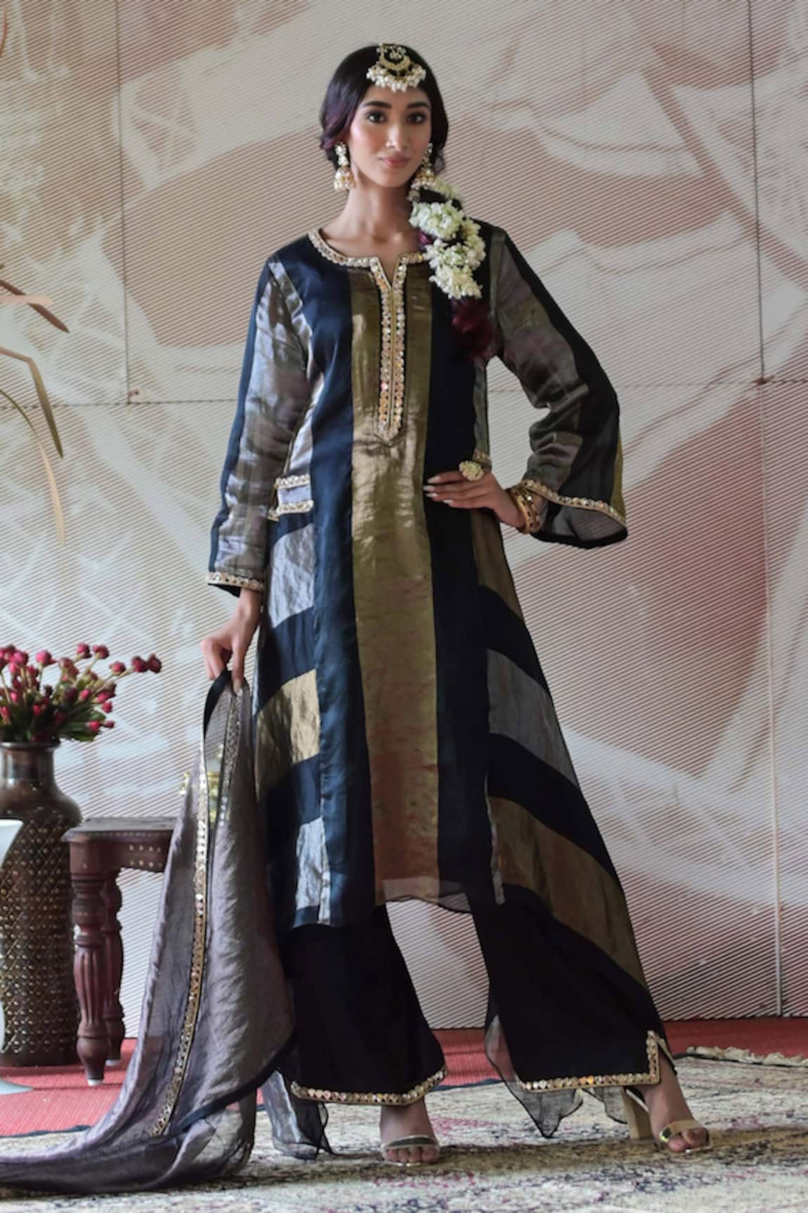 Farha Syed Embroidered Straight Kurta Palazzo Set