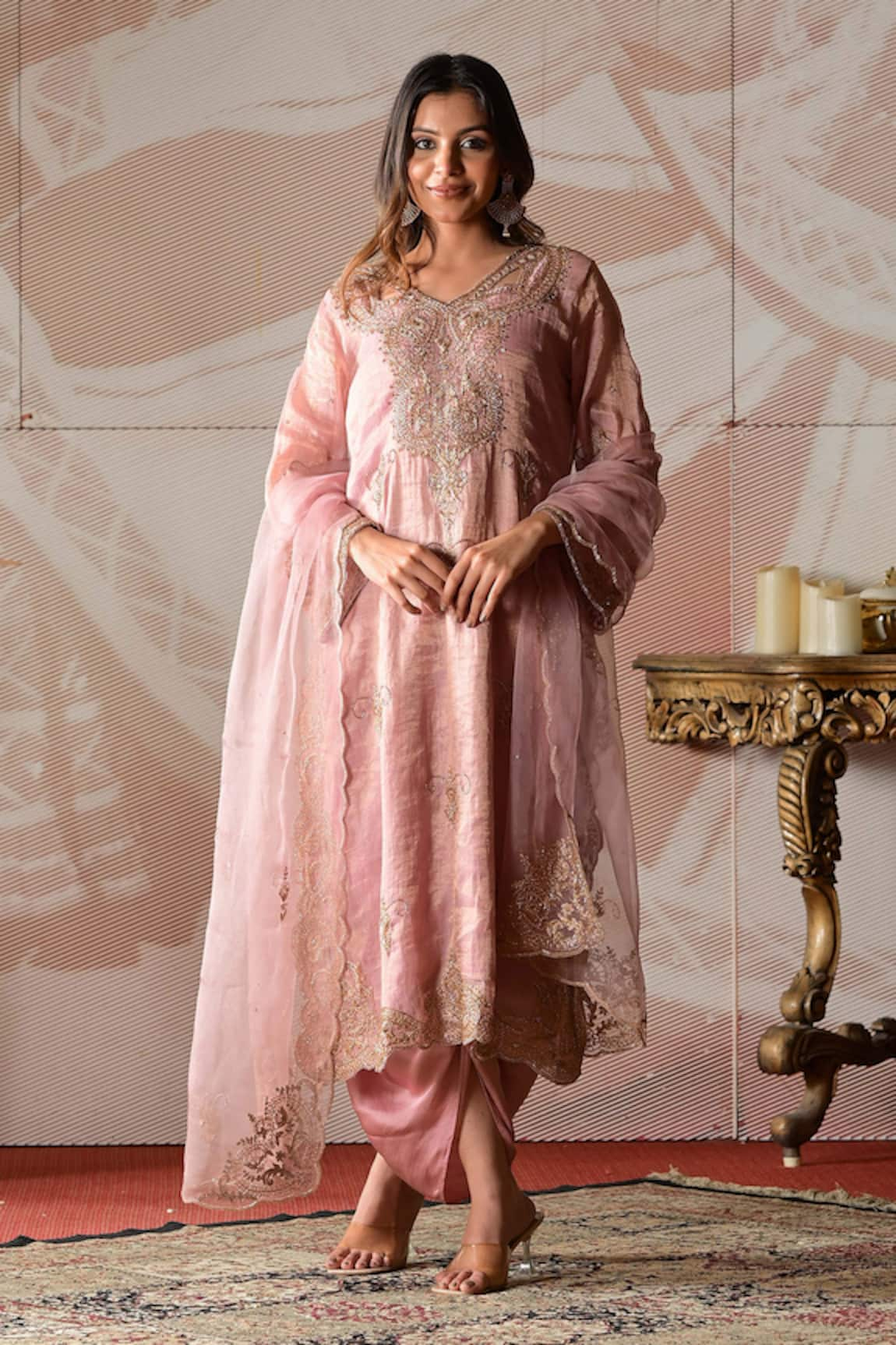 Farha Syed Embroidered Kurta & Dhoti Pant Set