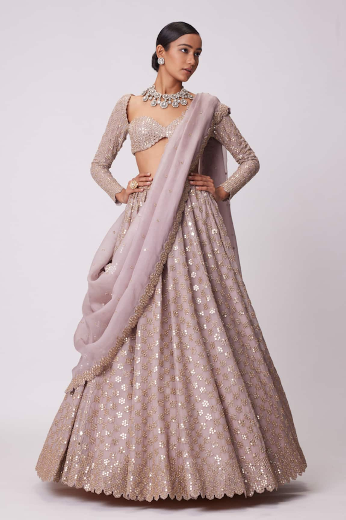 Vvani by Vani Vats Floral Jaal Embroidered Lehenga Set