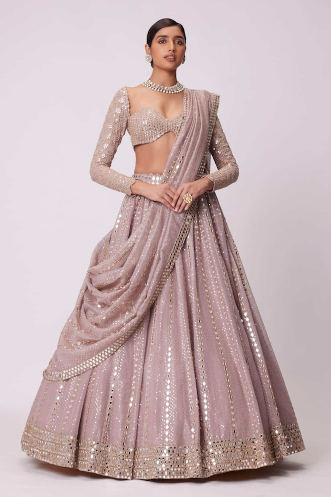 Vvani by Vani Vats Sequin Embroidered Bridal Lehenga Set