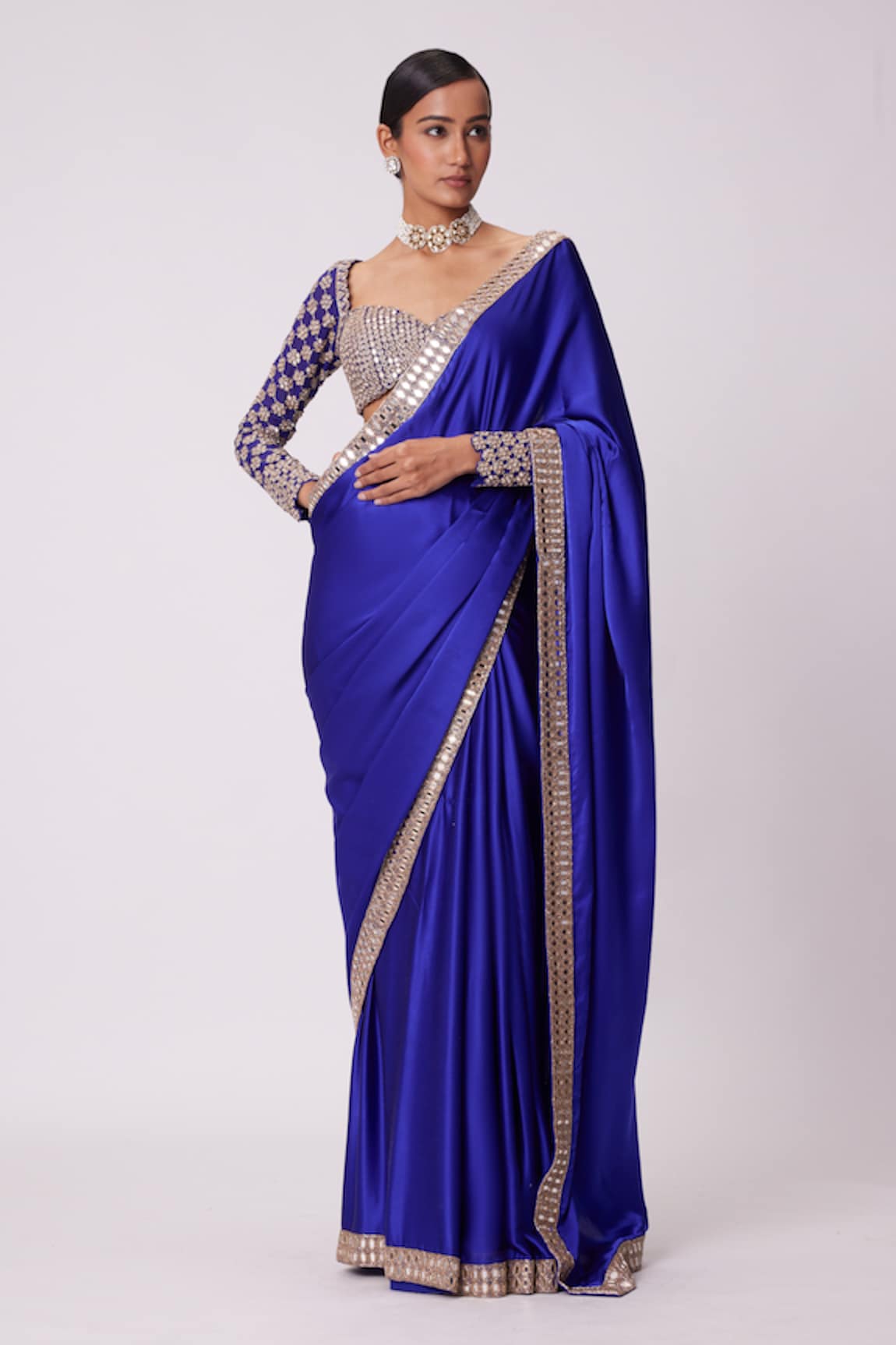 Vvani by Vani Vats Mirror Bahar Border Embroidered Saree With Blouse