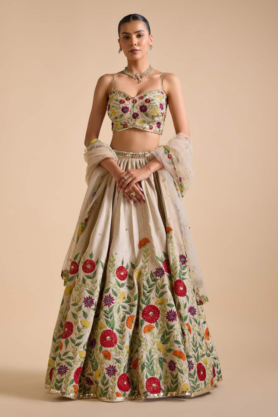 Prevasu Thread Embroidered Floral Lehenga Set