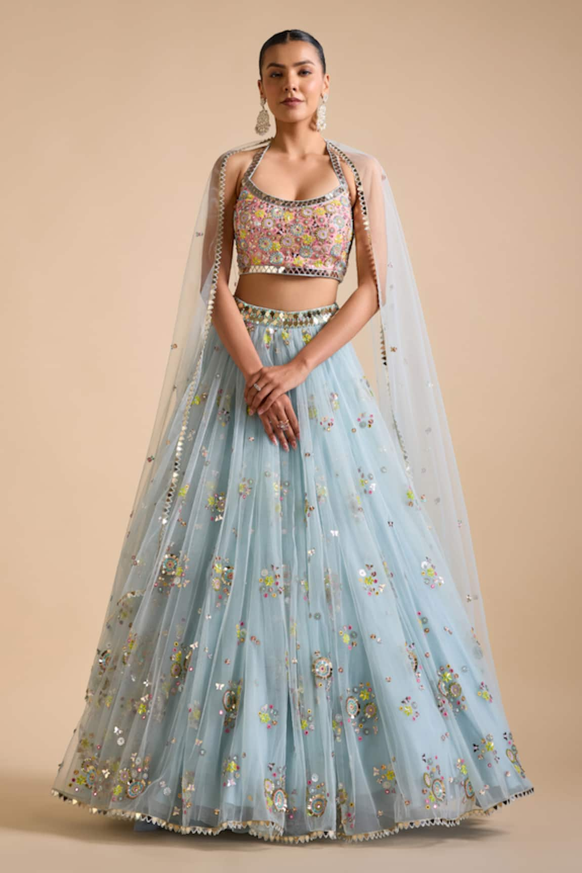 Prevasu Floral Cluster Sequin Embellished Lehenga Set