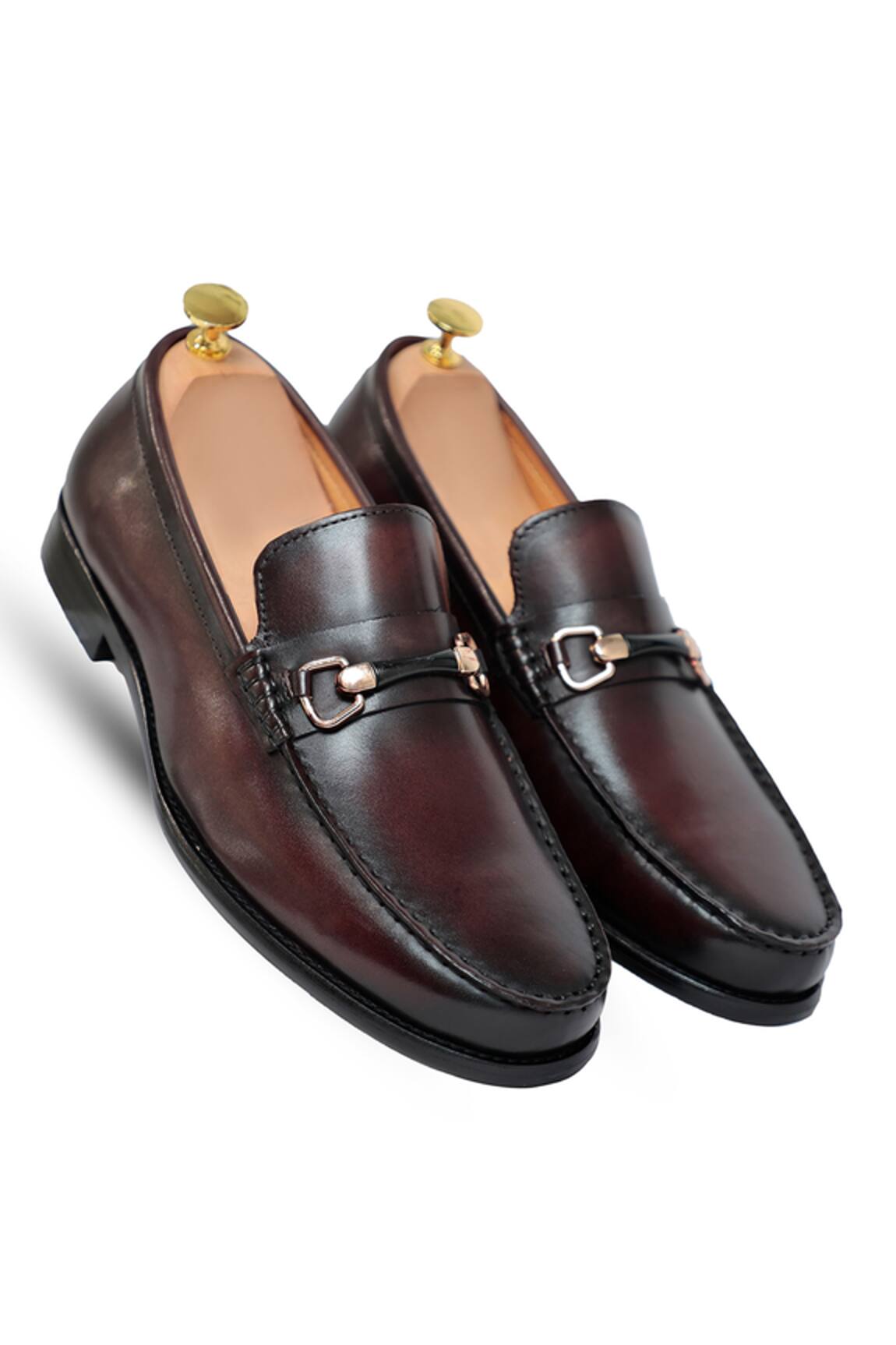 Vantier Brown Leather Horsebit Slip-on Loafers