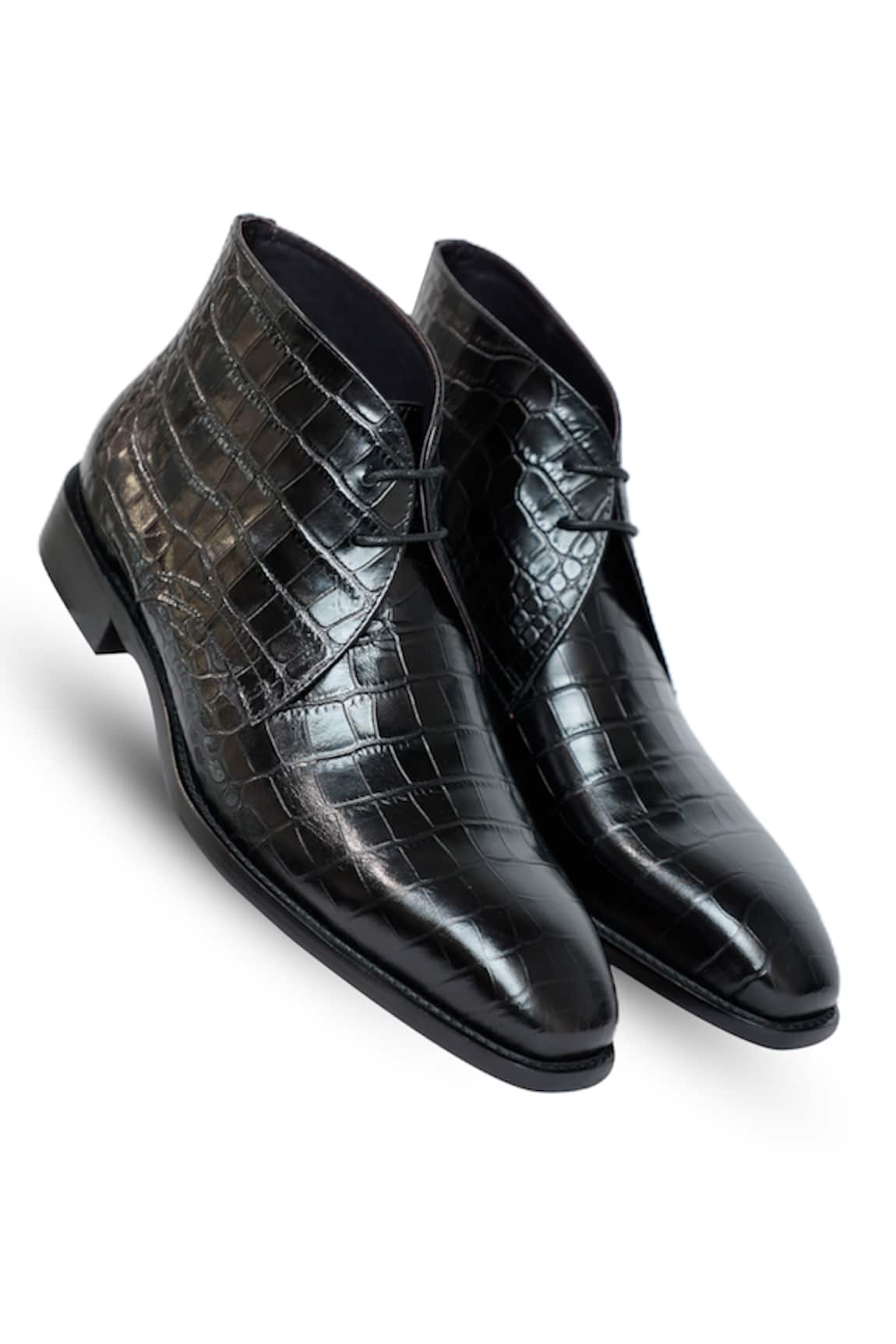 Vantier King Croc Leather Chukka Boots 