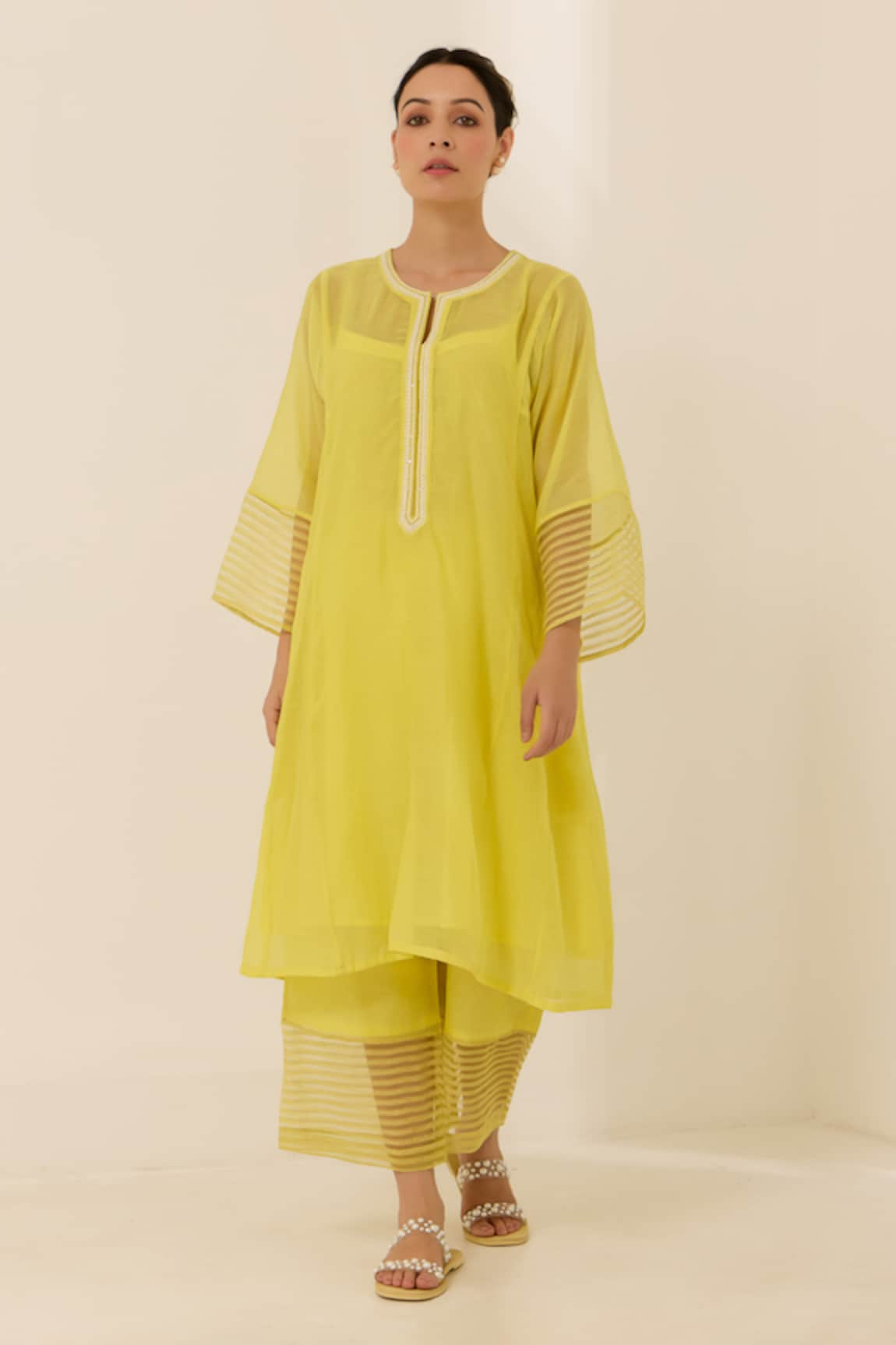 Label Mansi Nagdev Emilie Stripe Textured Kurta & Pant Set