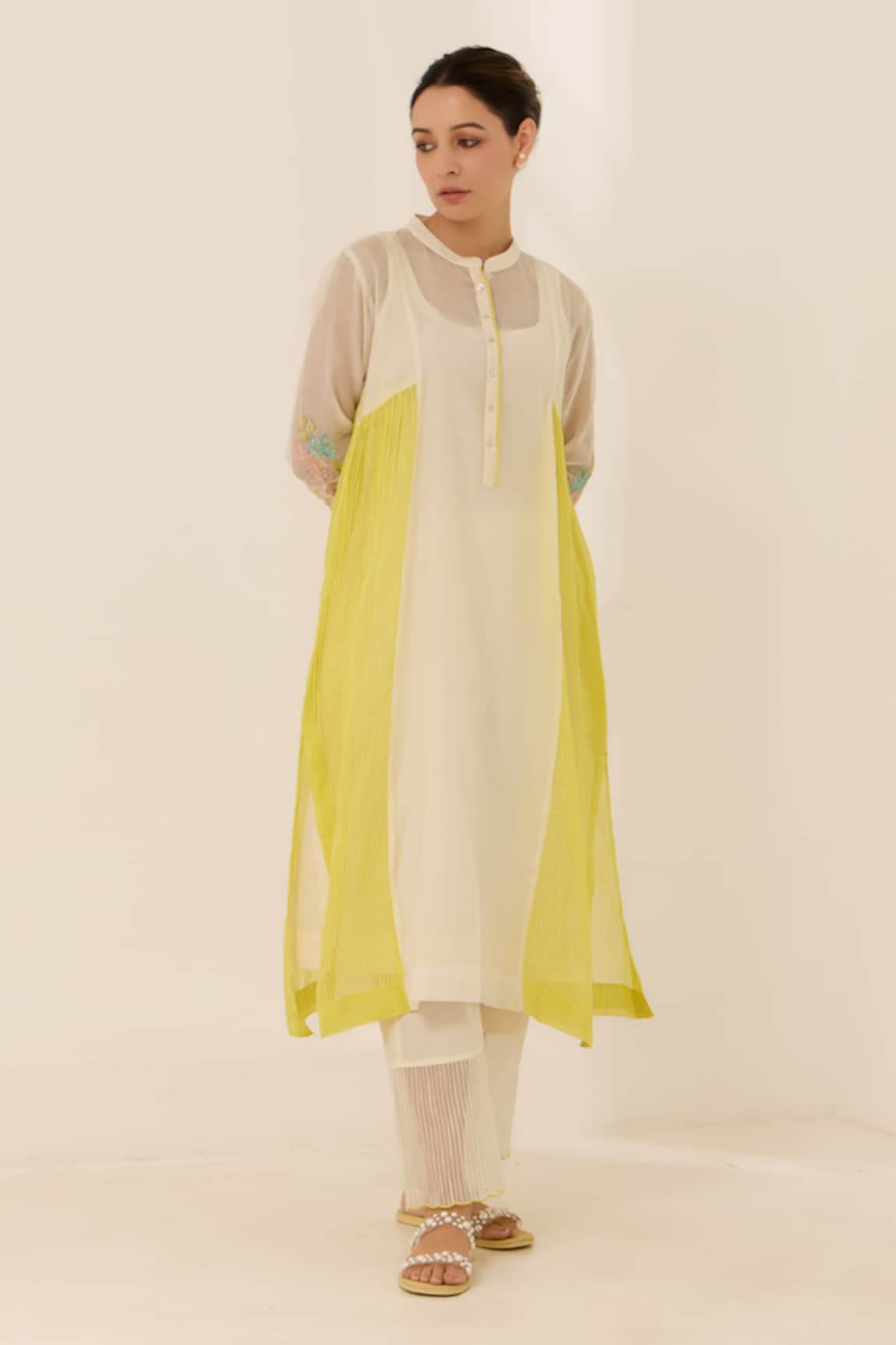 Label Mansi Nagdev Dove Panelled Kurta & Pant Set