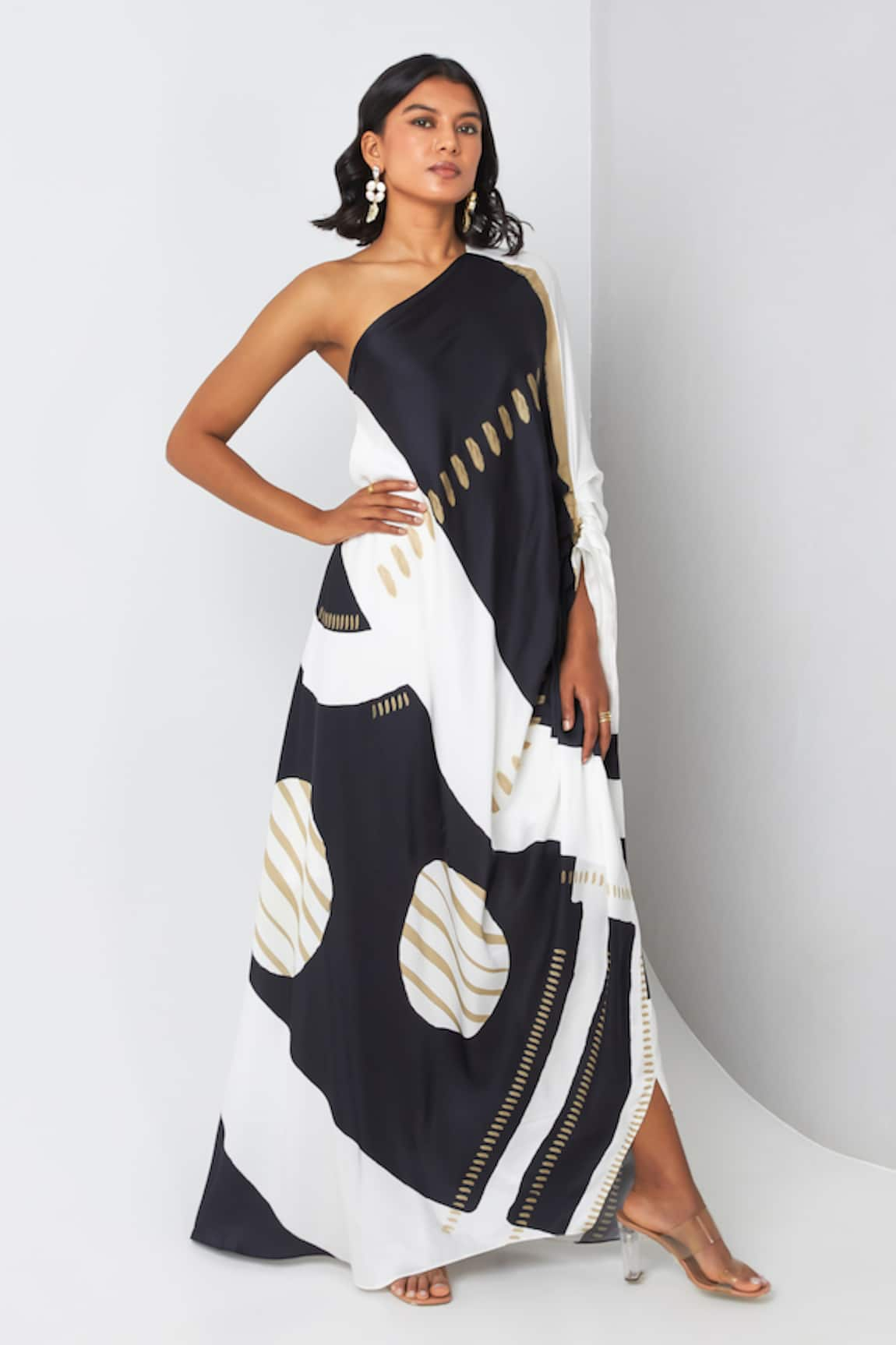 Vedika M Printed Asymmetric Maxi Dress