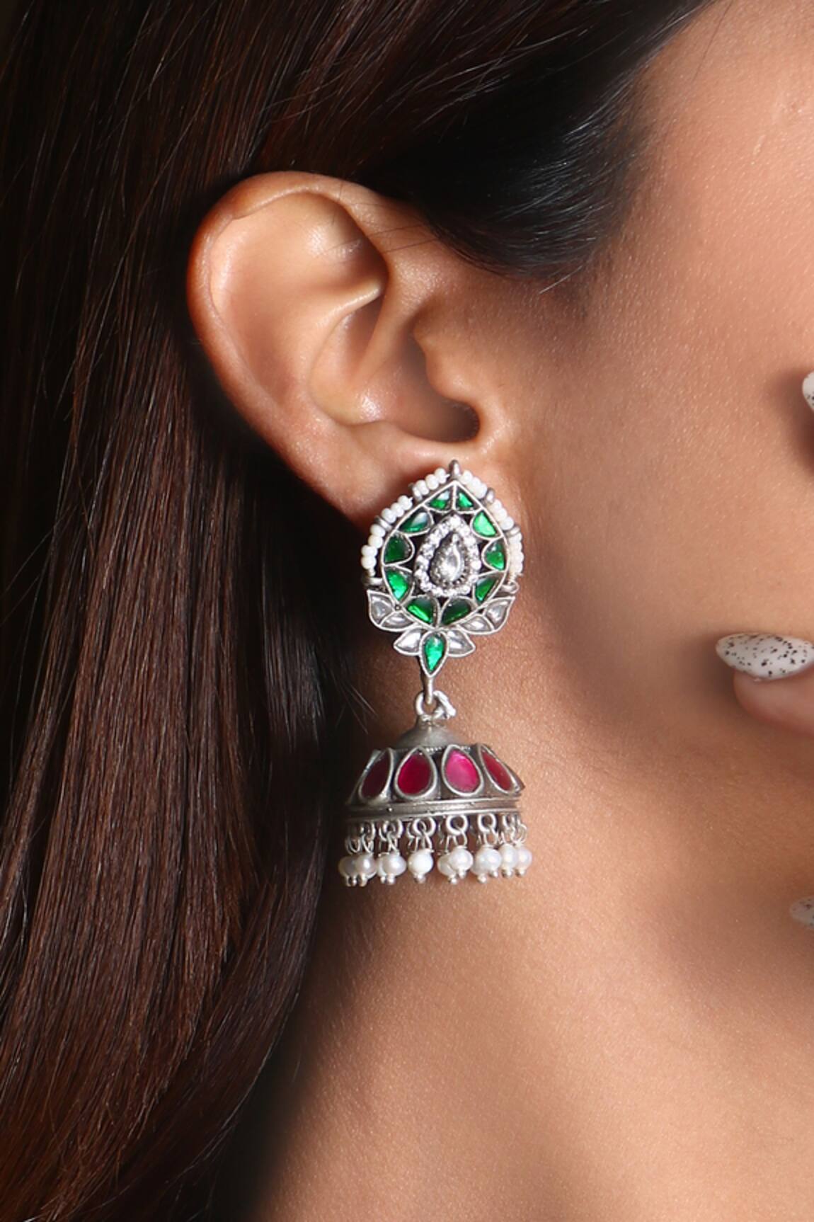 Noor Kundan Jadau Work Embellished Jhumkas 