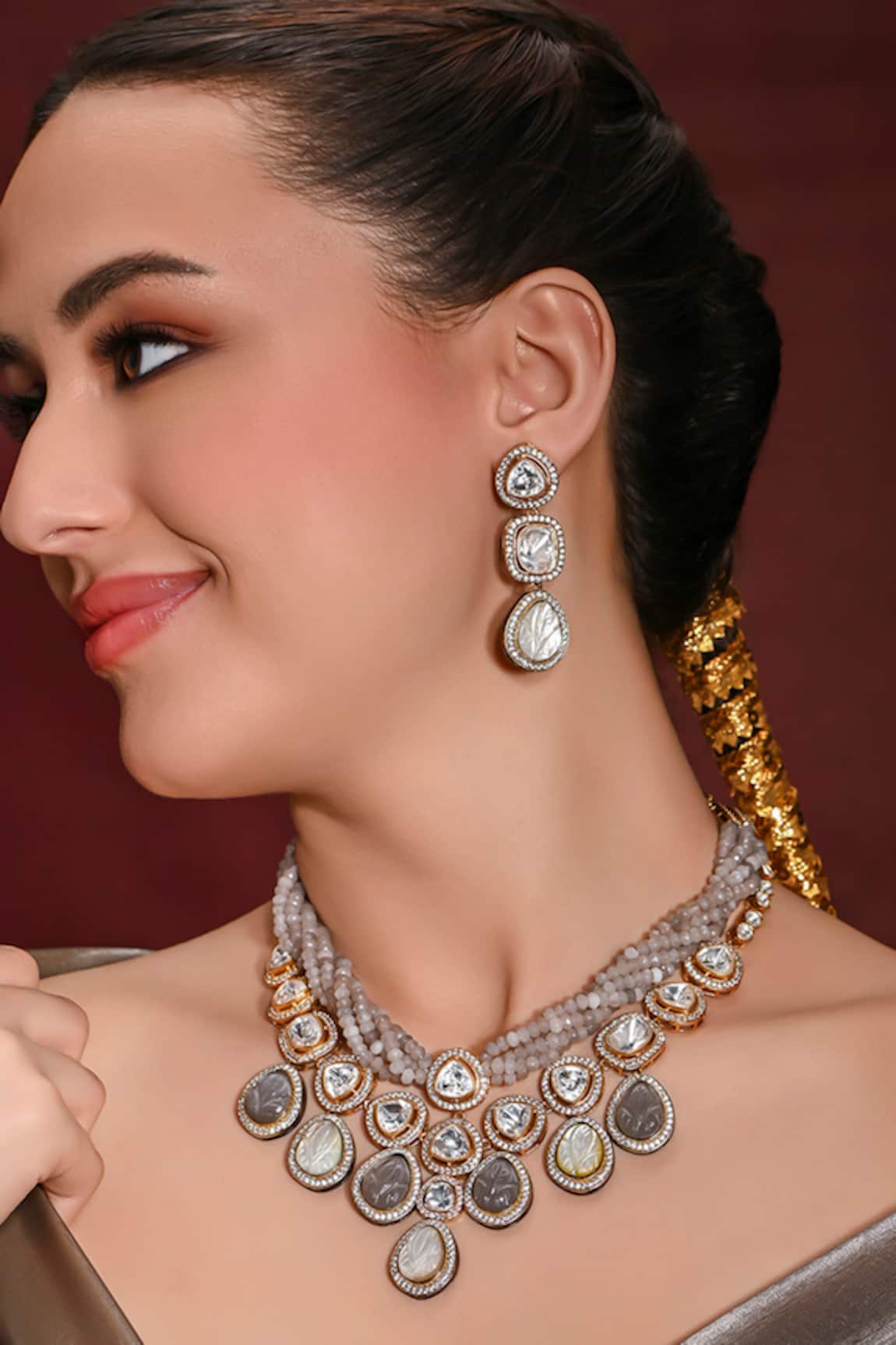 Joules by Radhika Carved Stone Embellished Necklace Set 