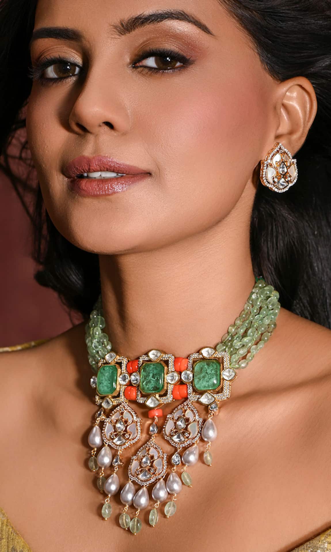 Joules by Radhika Stone Embellished Necklace Set 