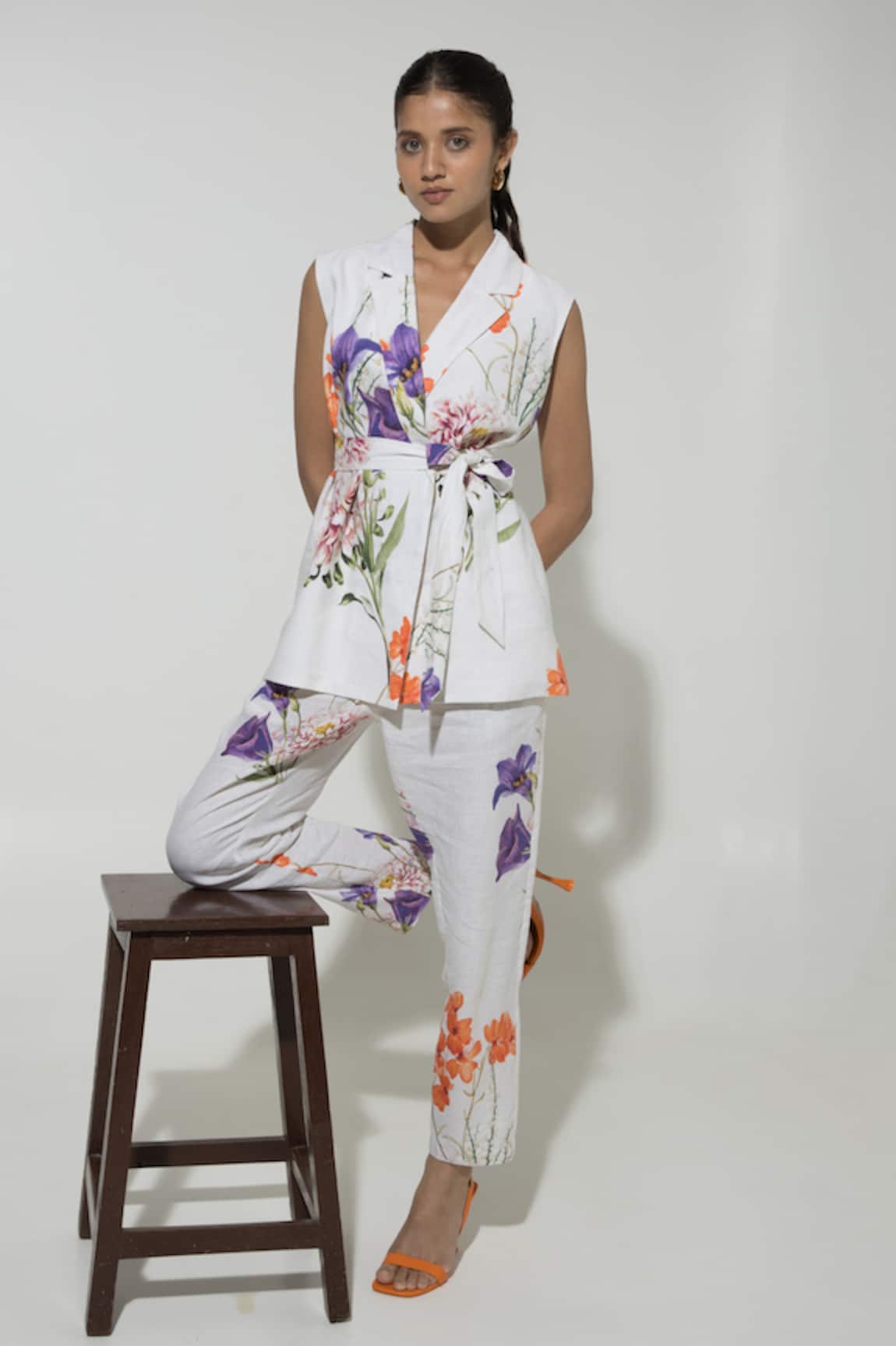 Sobariko Iris Floral Pattern Jacket & Pant Set