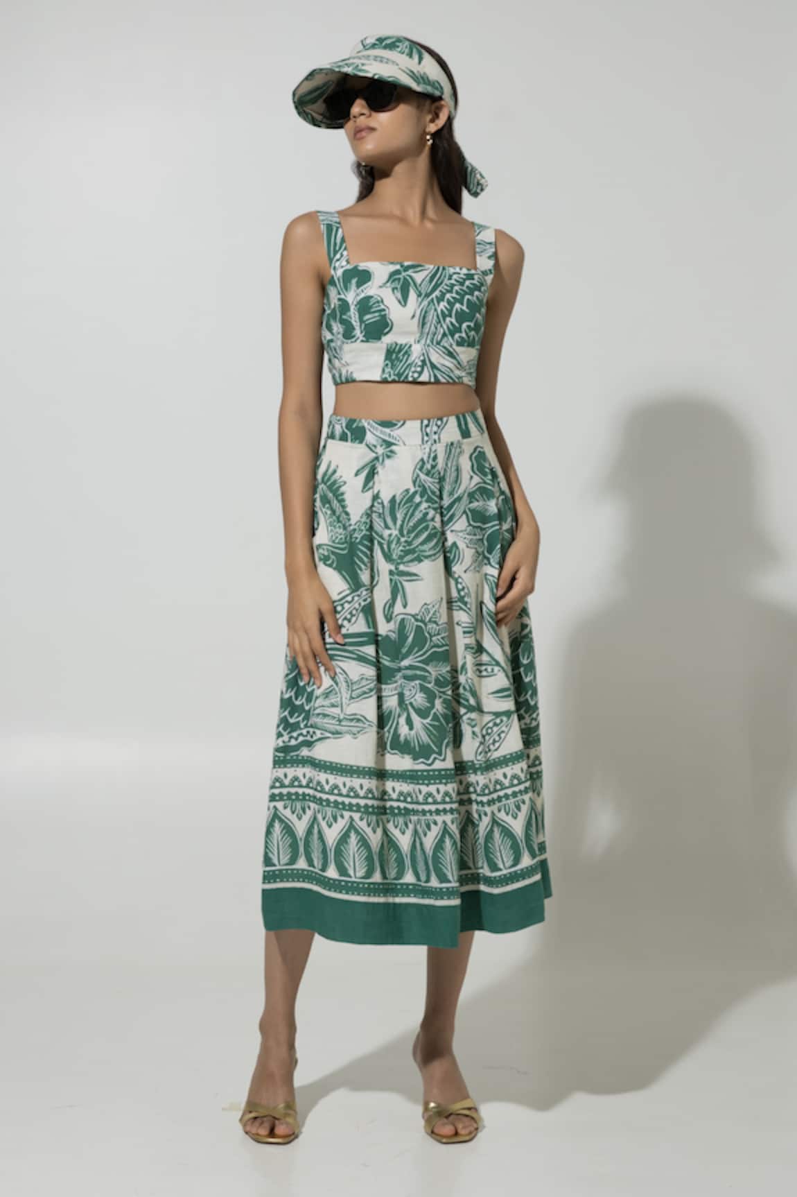 Sobariko Cordelia Floral Print Crop Top & Skirt Set