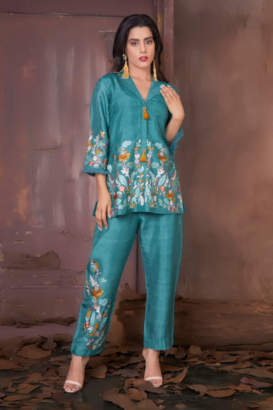 Sunita Nagi Gardenia Embroidered Top With Pant