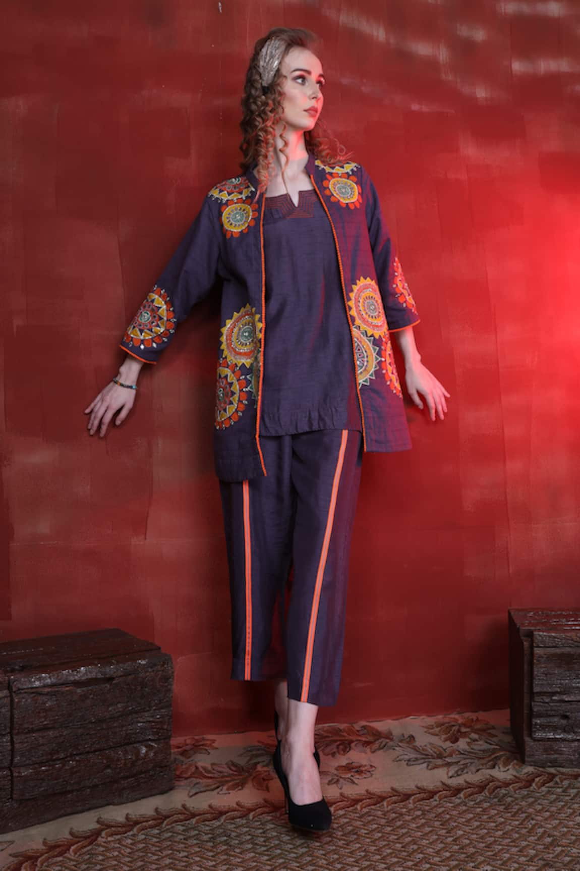 Sunita Nagi Mandala Aari Embroidered Jacket Pant Set