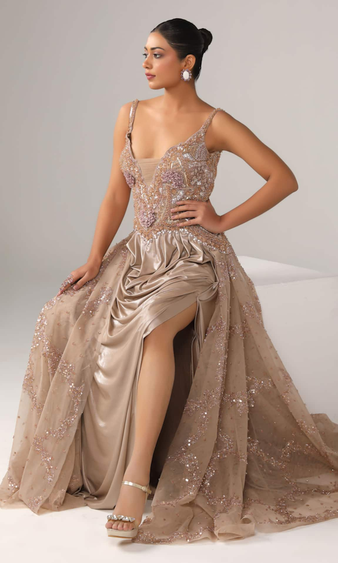 Sidhaarth & Disha Embroidered Draped Gown