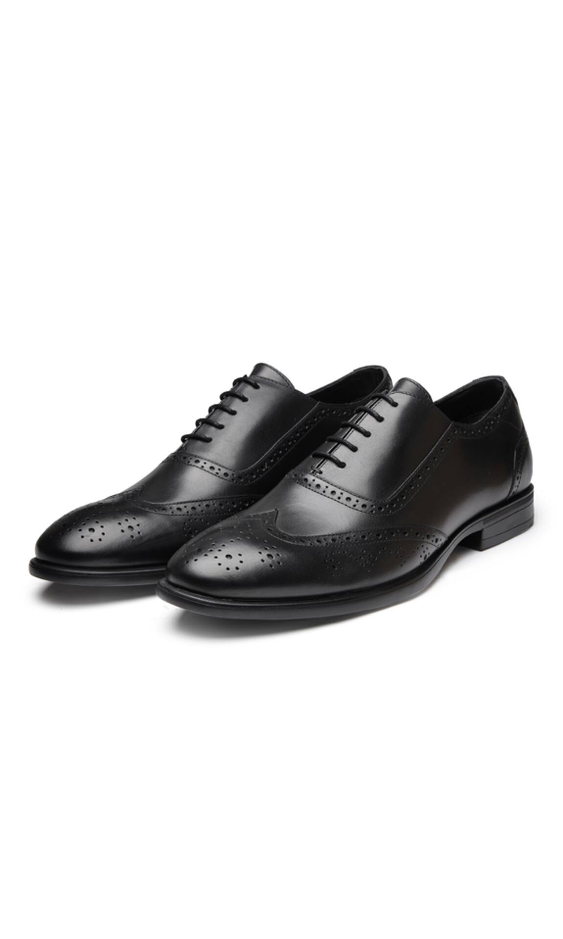 Dang Shoes Black Brogue Pattern Lace-Up Shoes 