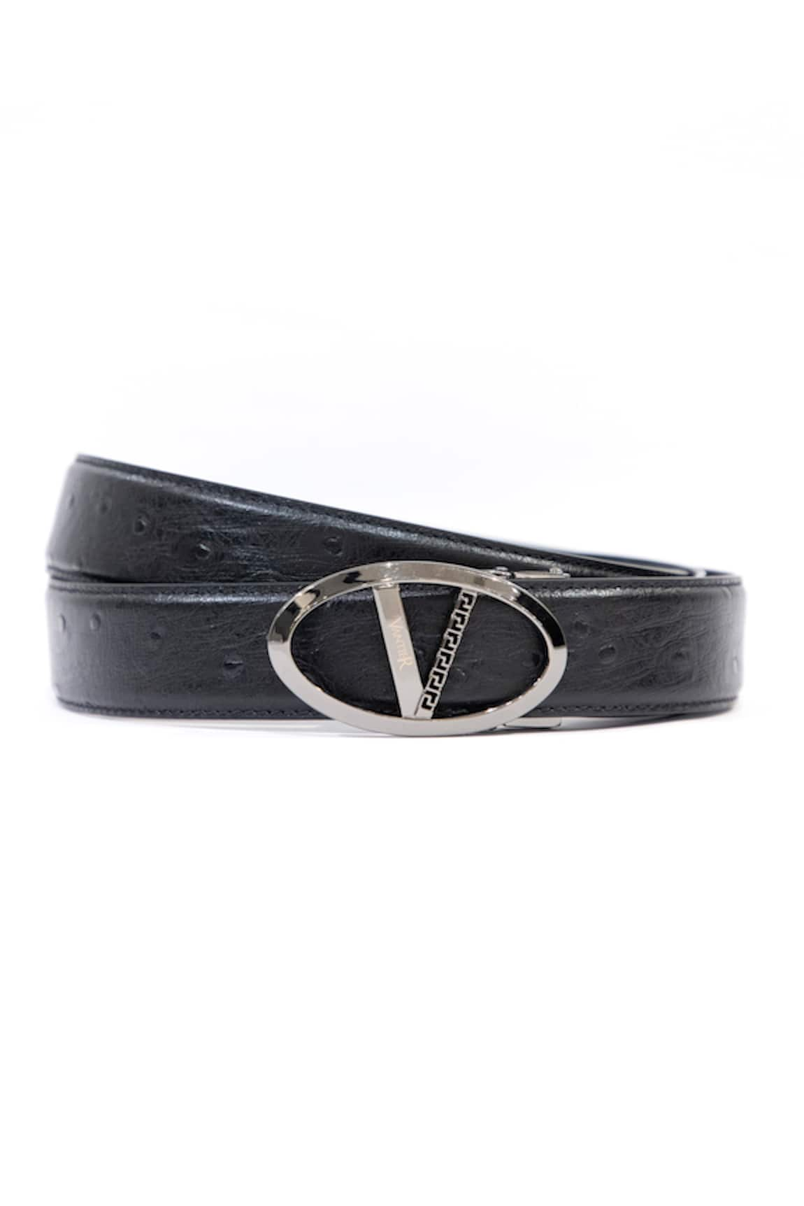 Vantier Ostrich Textured Leather Buckled Belt