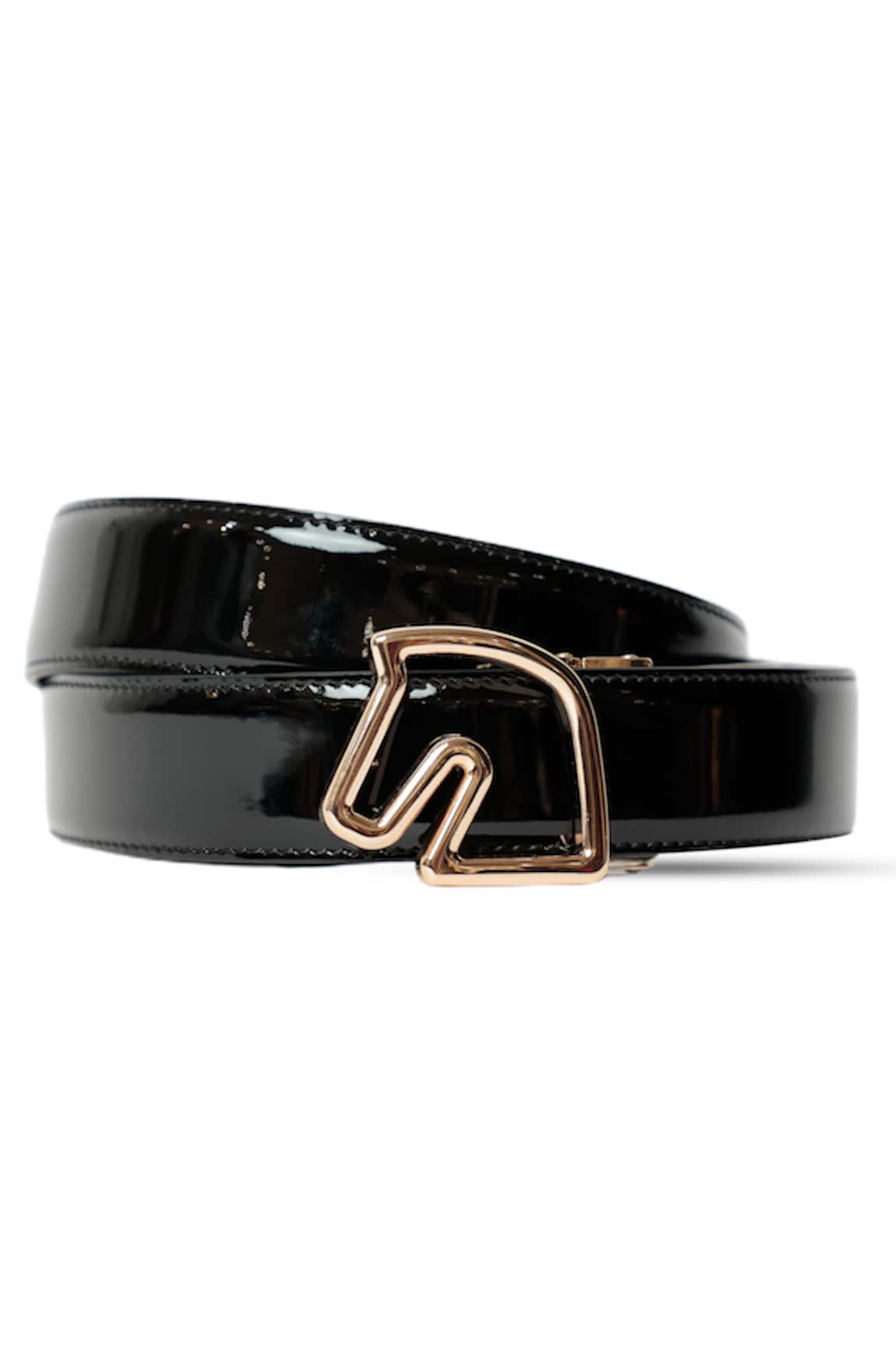 Vantier Patent Leather Horse Buckled Belt