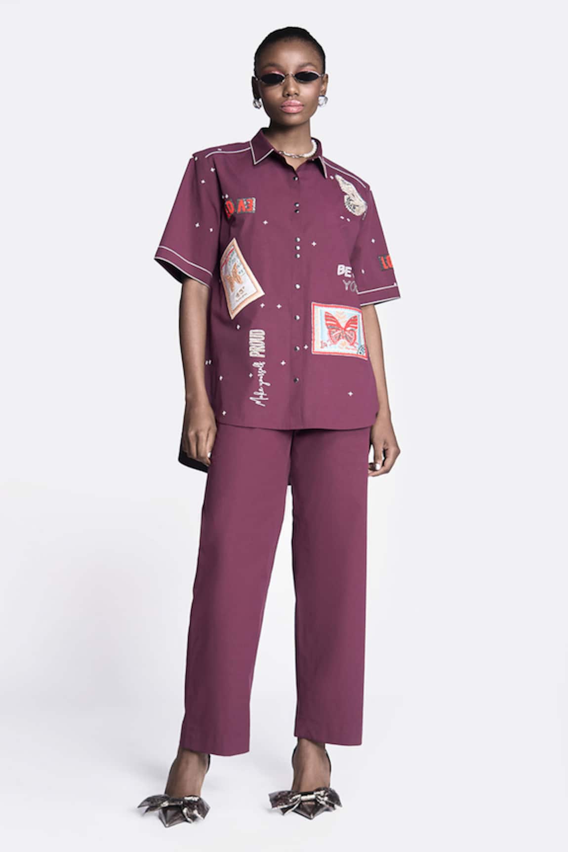 Shahin Mannan Butterfly Patch Work Shirt With Pant