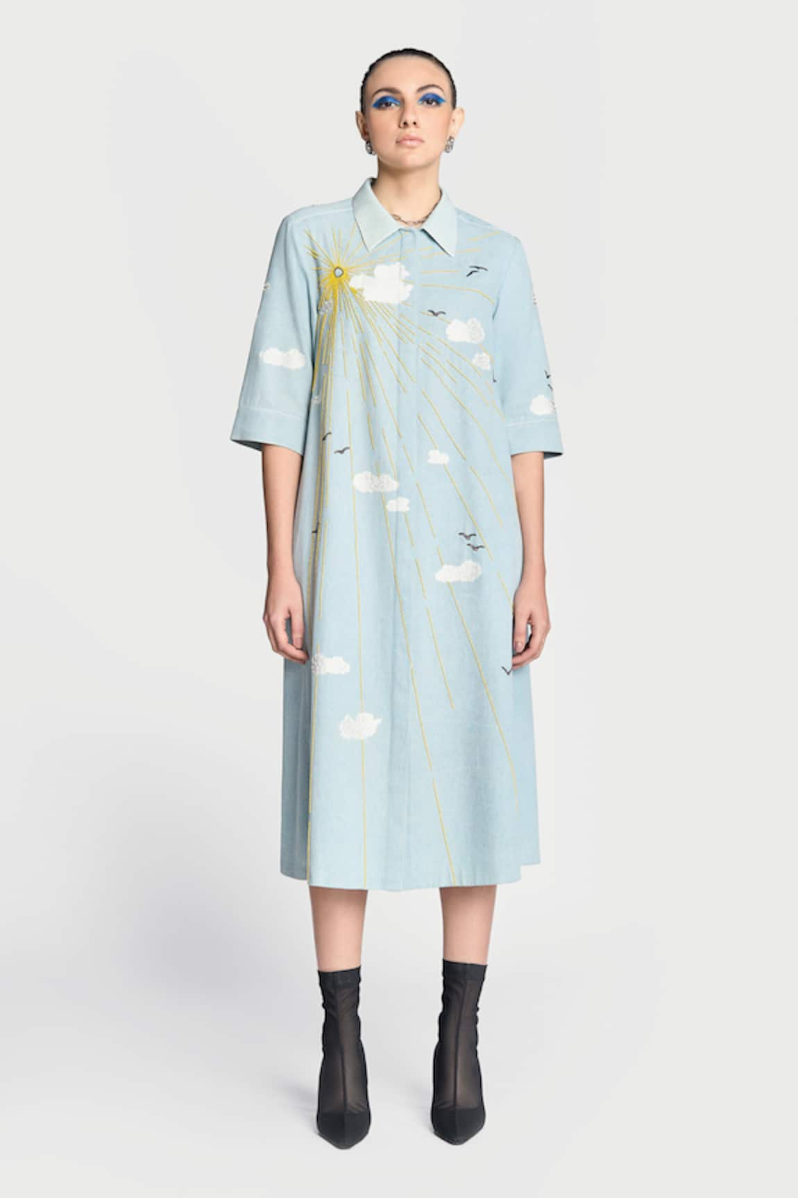 Shahin Mannan Clouds Hand Embroidered Dress