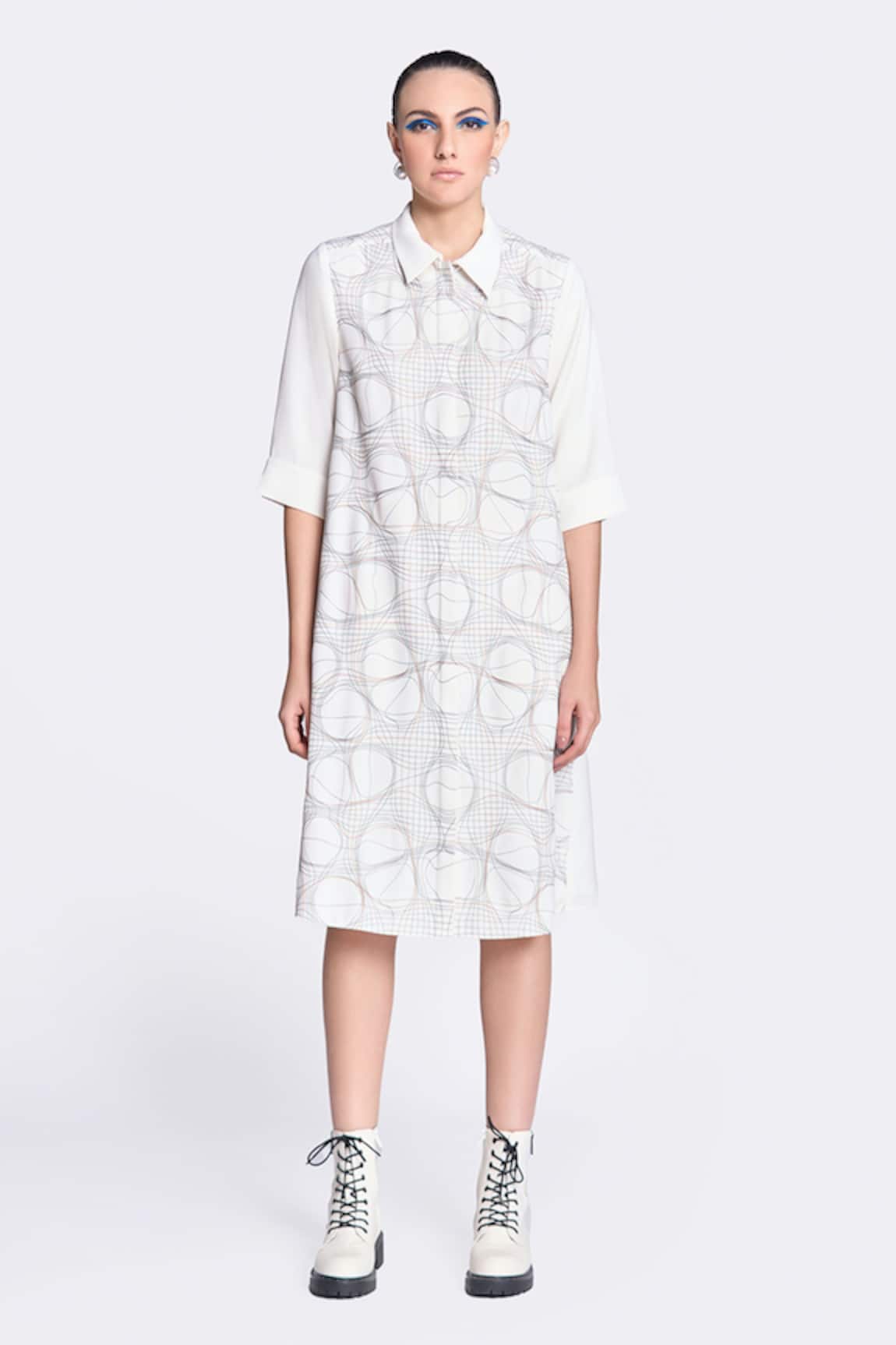 Shahin Mannan Distorted Chequered Embroidered Dress