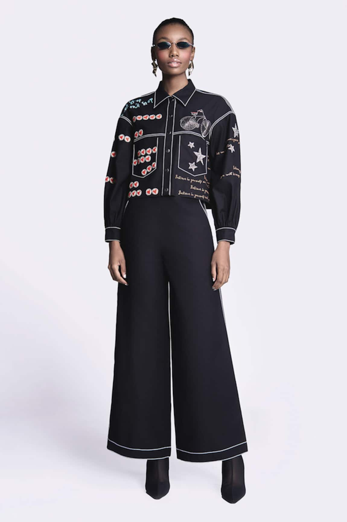 Shahin Mannan Stitch Embroidered Flared Pant