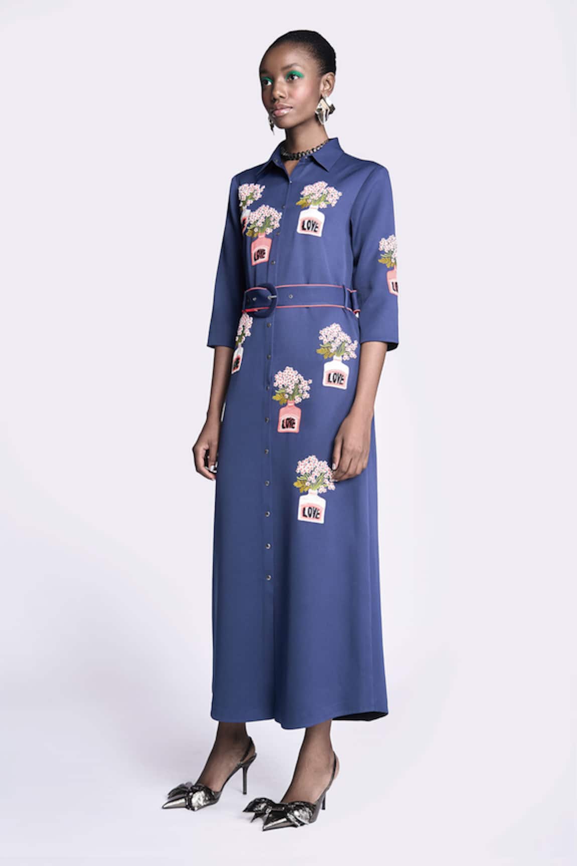 Shahin Mannan Inkpot Long Shirt Dress
