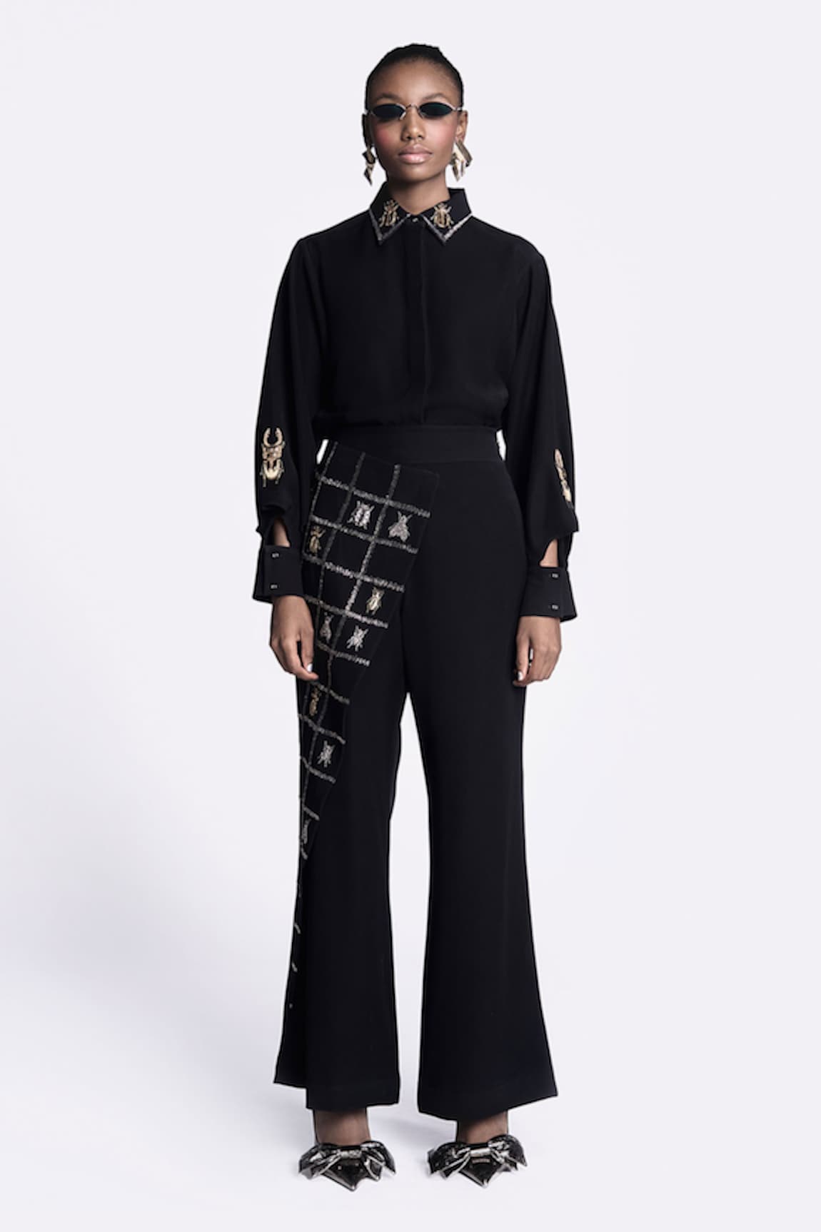 Shahin Mannan Embroidered Flap Flared Pant