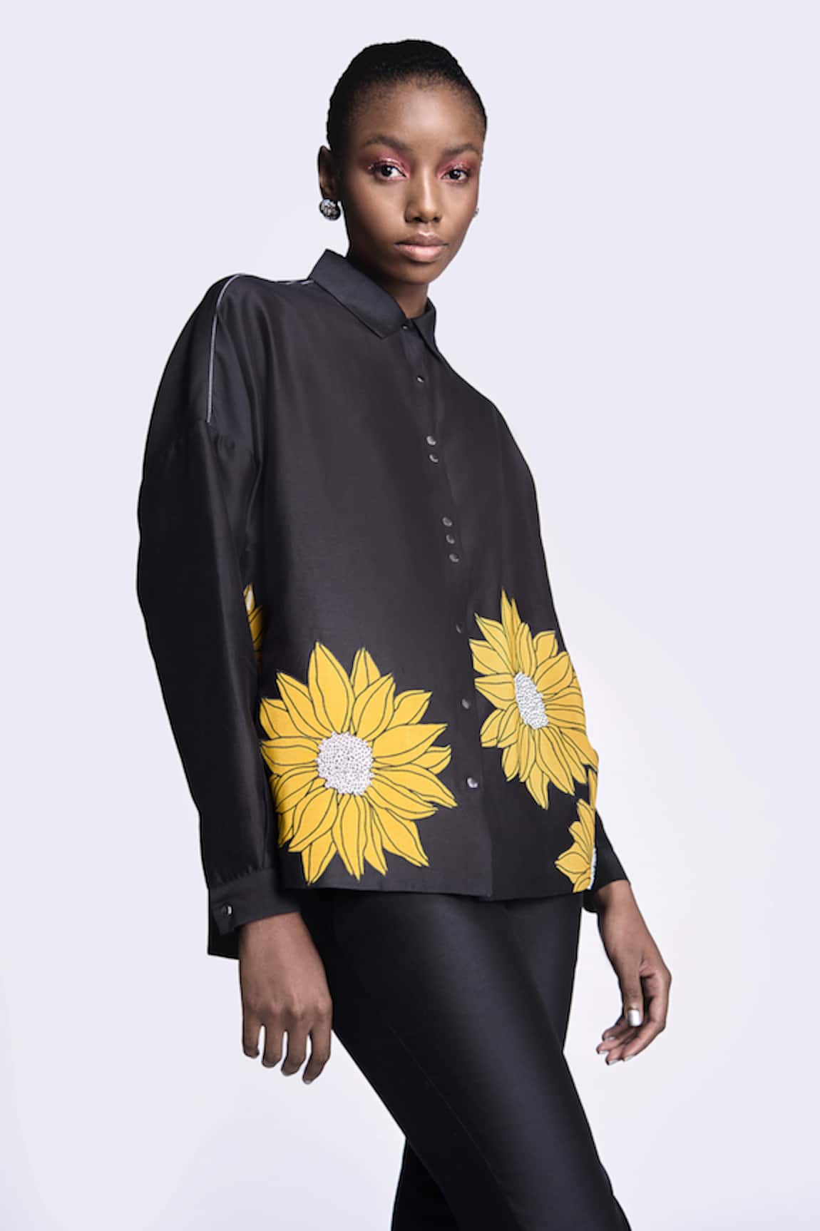 Shahin Mannan Sunflower Applique Detailed Boxy Shirt
