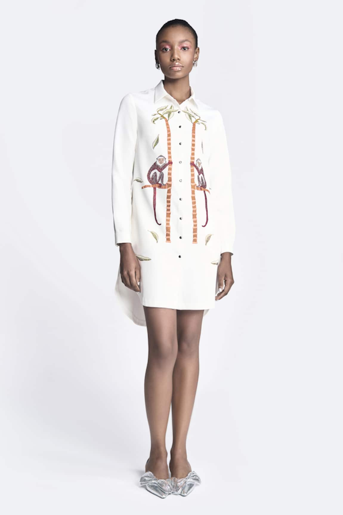 Shahin Mannan Monkey On A Tree Asymmetric Shirt Dress