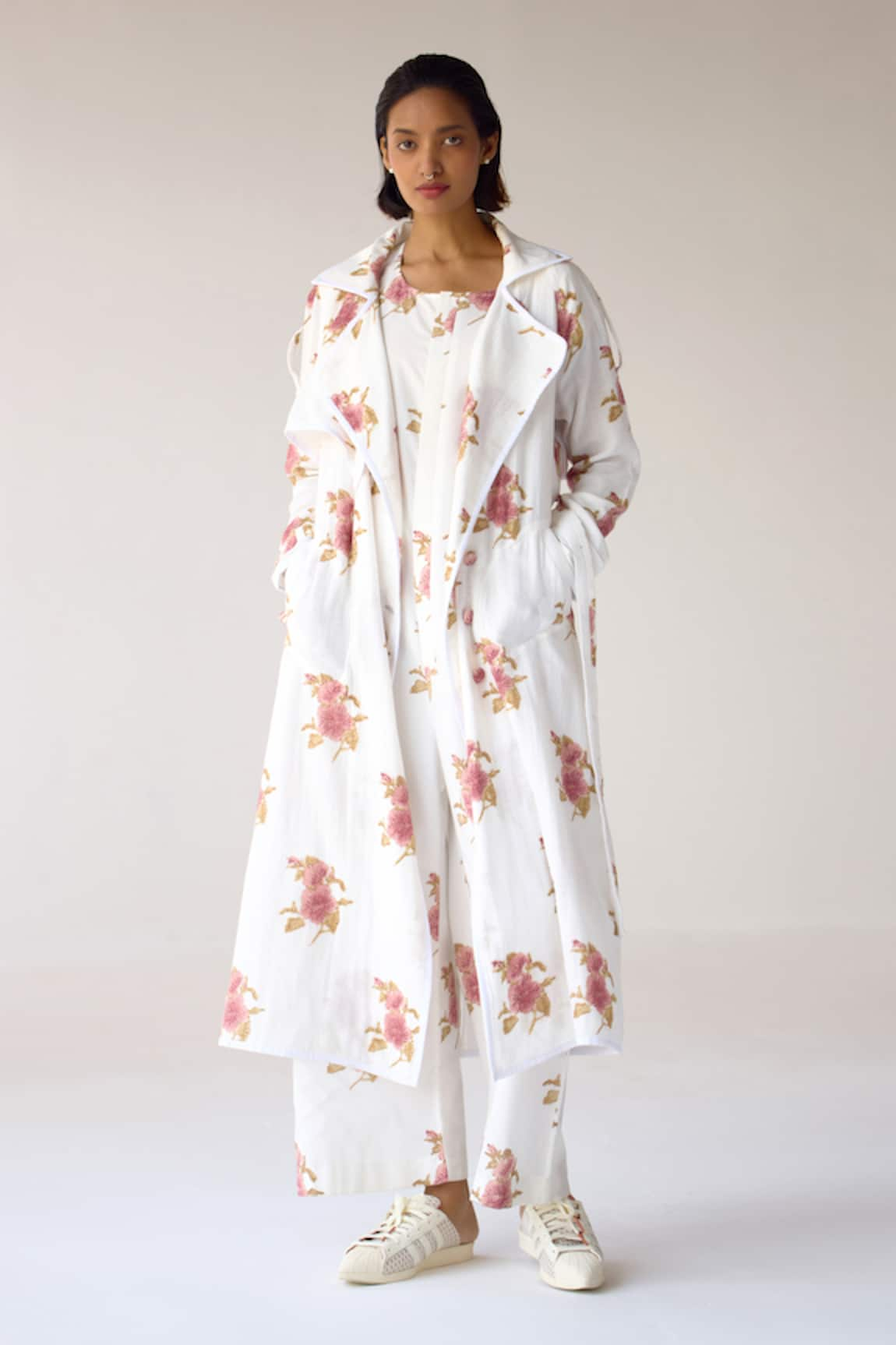 Cotton and Clay Floral Hand Block Print Jumpsuit With Jacket