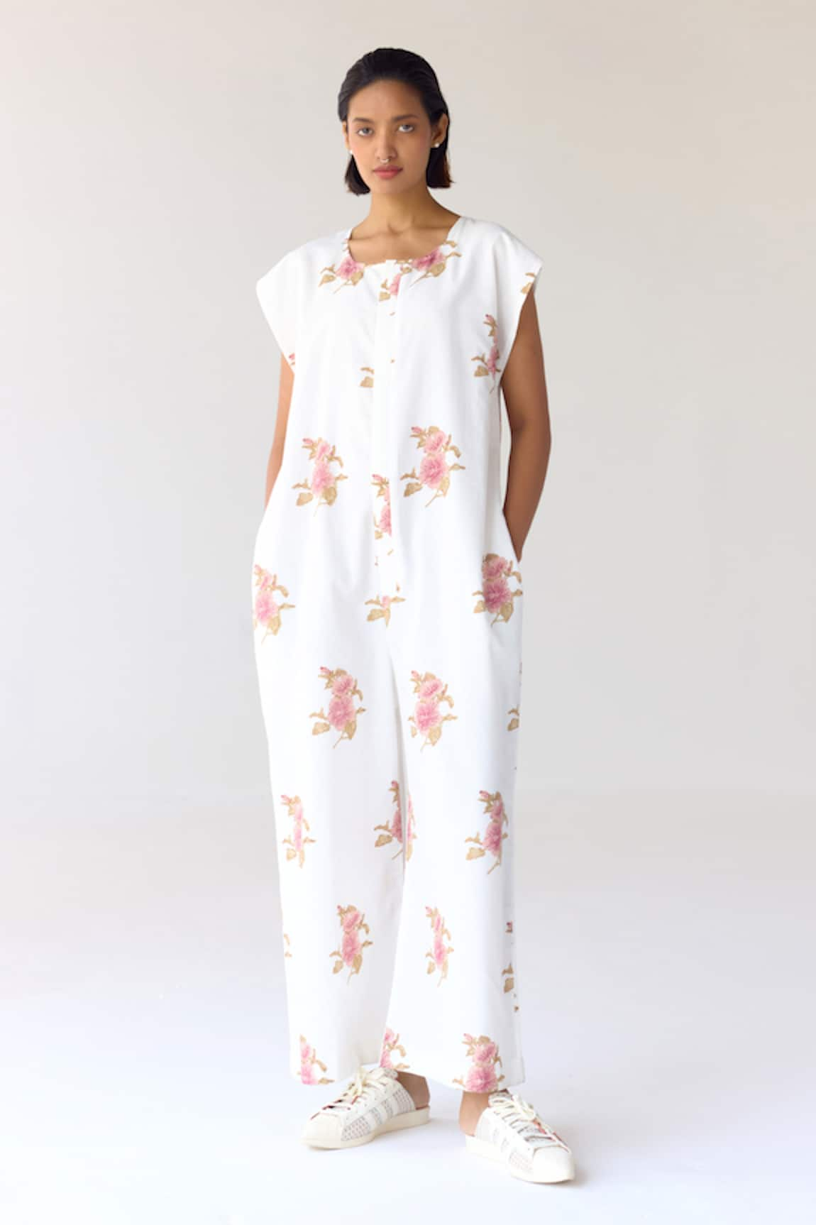 Cotton and Clay Floral Hand Block Print Jumpsuit