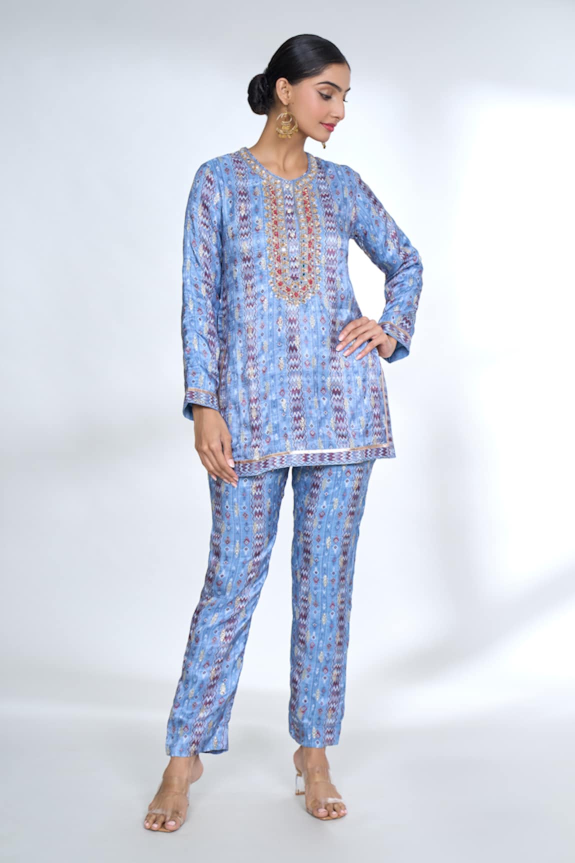 Gopi Vaid Ikat Print Top & Pant Co-ord Set