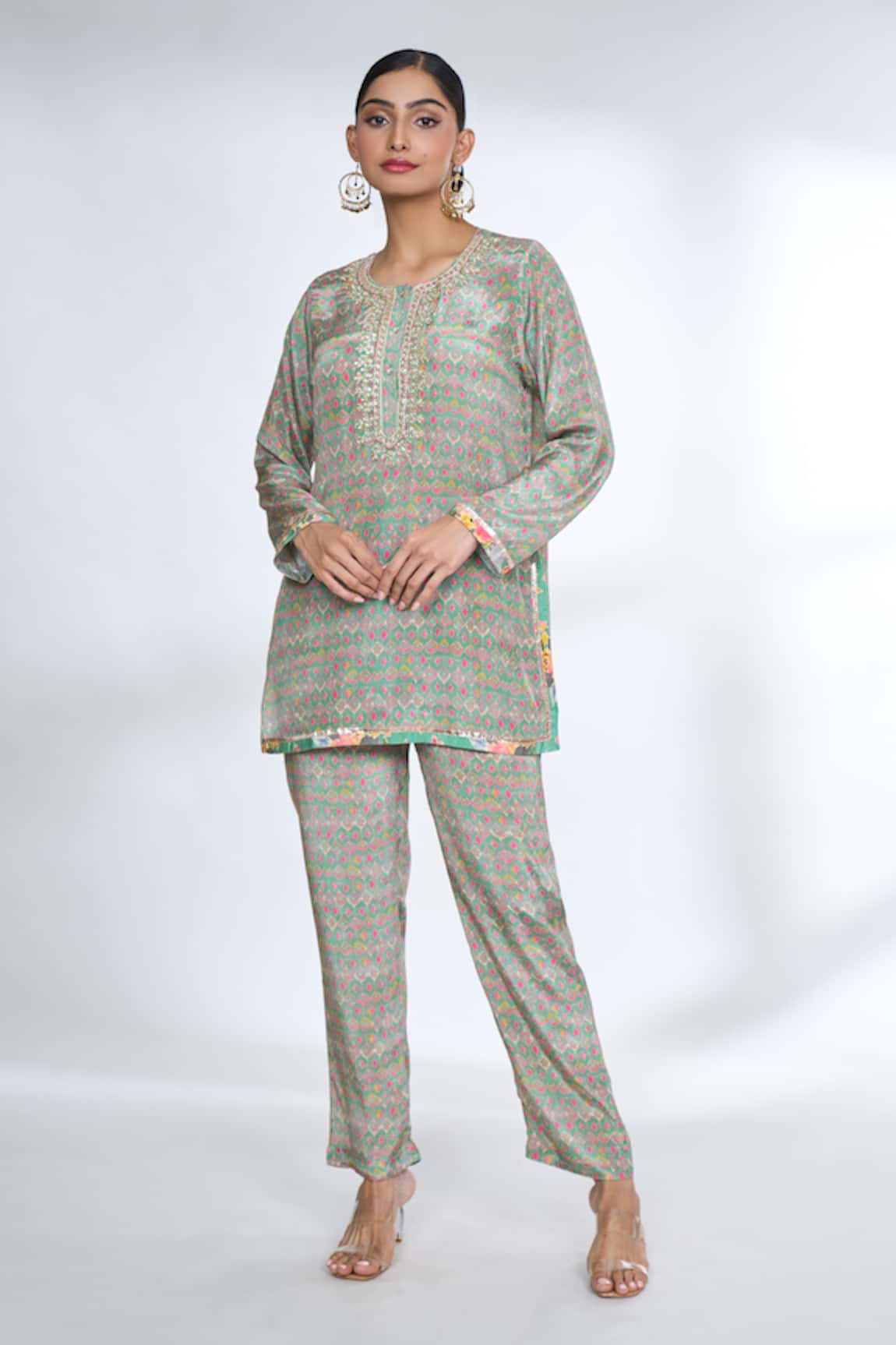 Gopi Vaid Cotton Silk Printed Top & Pant Co-ord Set