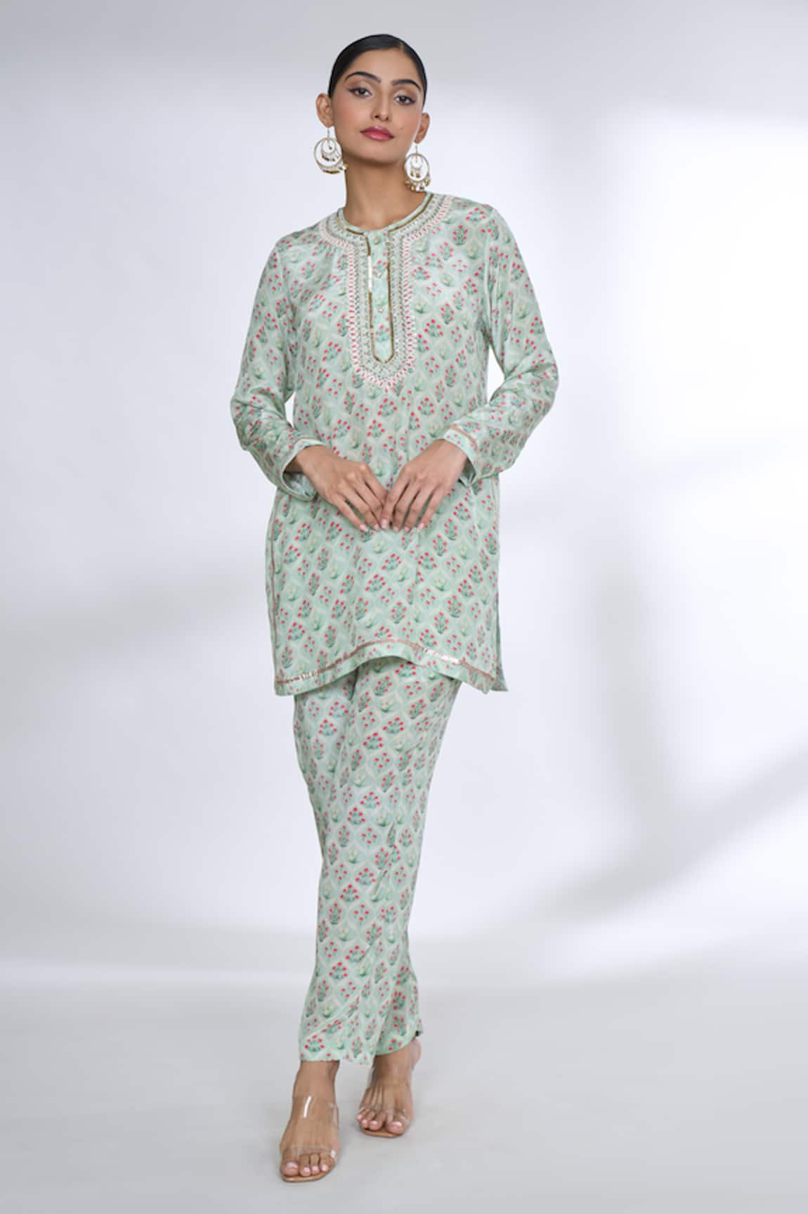 Gopi Vaid Floral Jaal Print Top & Pant Co-ord Set