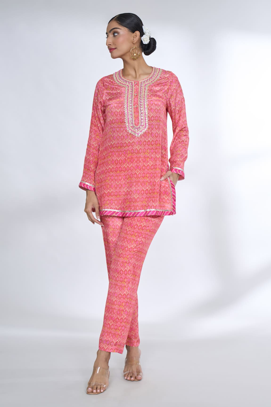 Gopi Vaid Cotton Silk Printed Top & Pant Co-ord Set