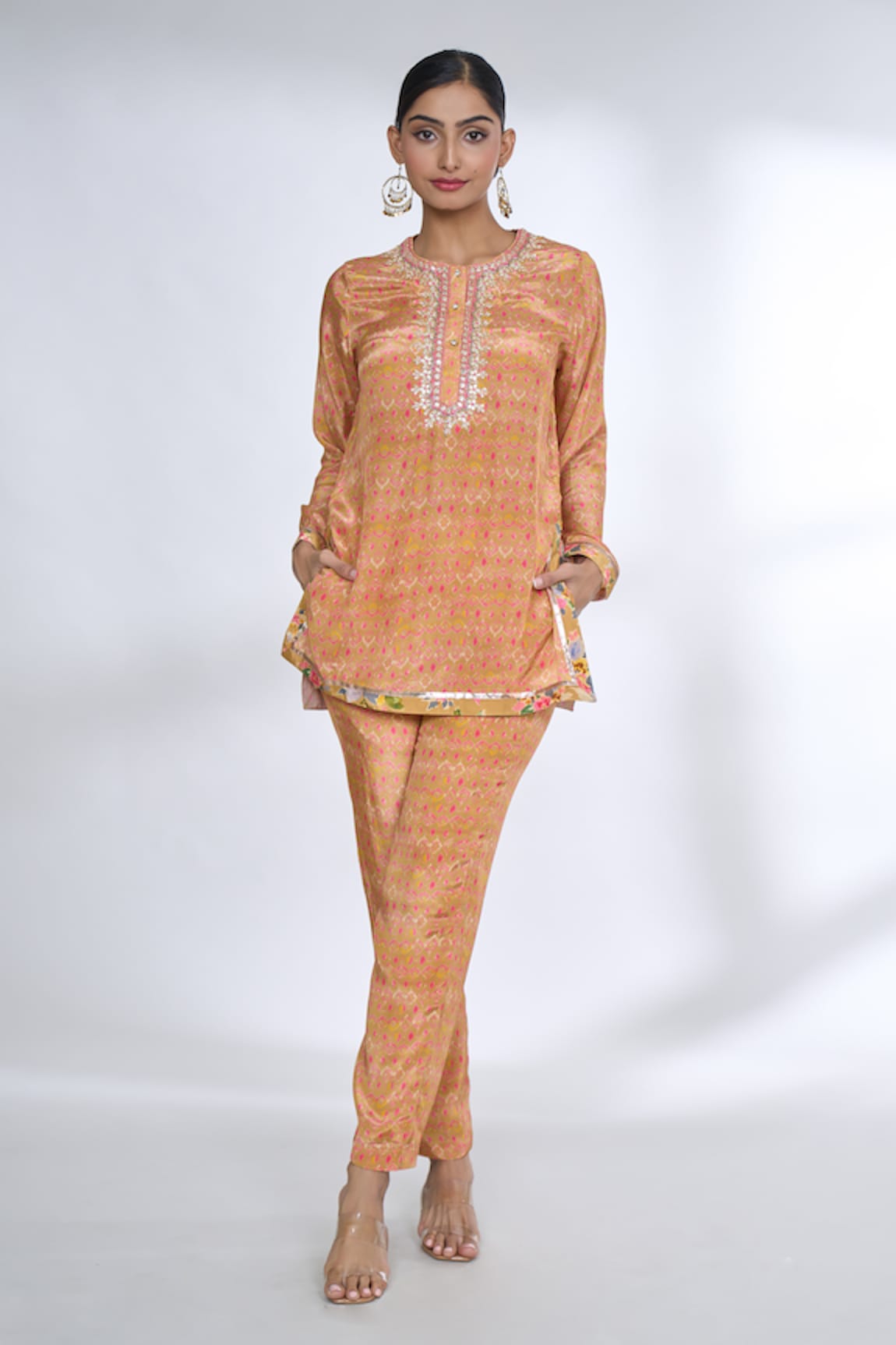 Gopi Vaid Printed Cotton Silk Top & Pant Co-ord Set